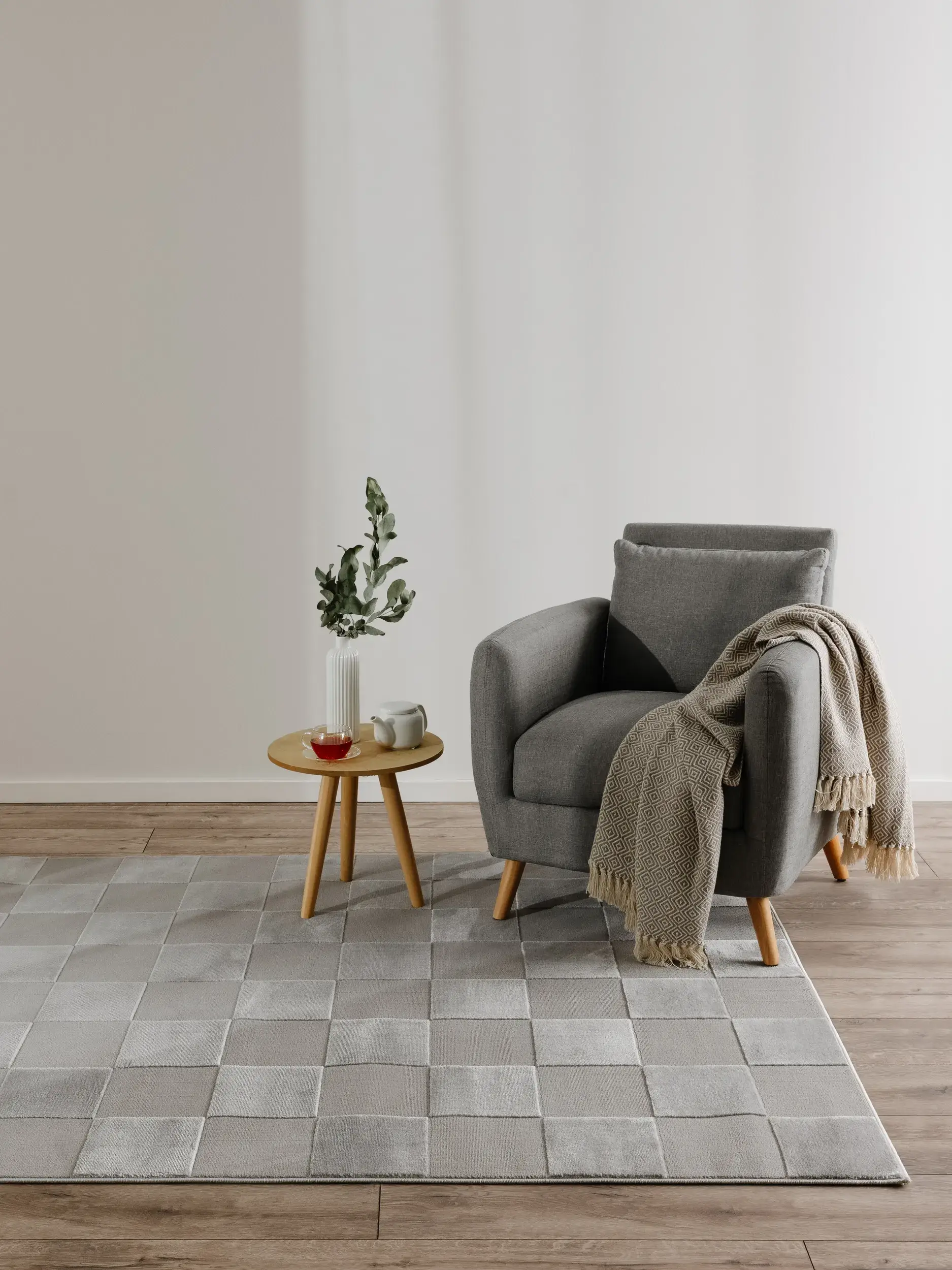 Teppe av 60% Polyester, 40% Polypropylen i Grau med 60% Polyester, 40% Polypropylen høy lugg fra benuta Basic