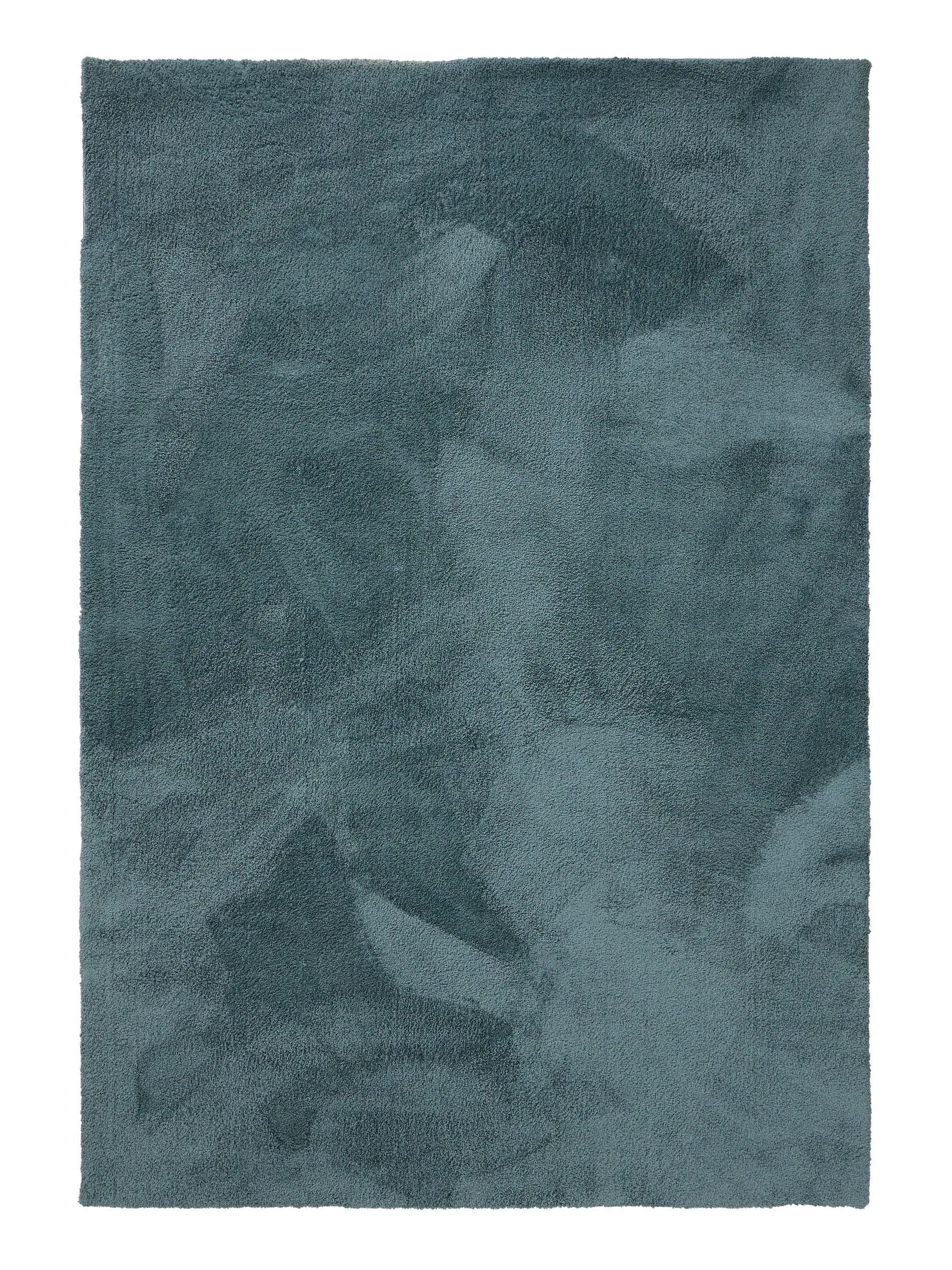 Teppich aus 100% Polyester (Microfiber) in Blau mit 100% Polyester (Microfiber) hohem Flor von benuta Nest
