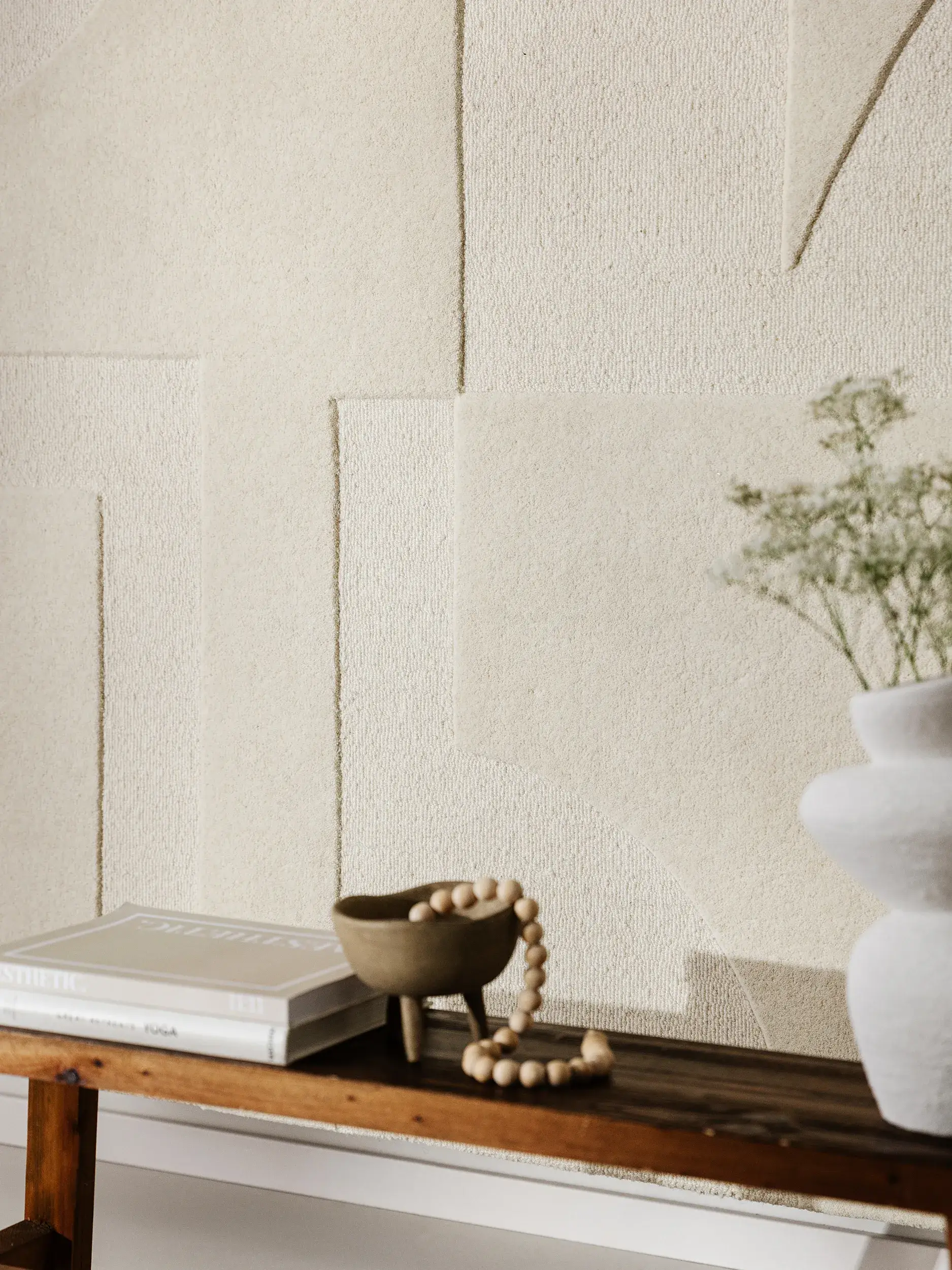 Teppich aus 100% Wolle in Beige mit 100% Wolle hohem Flor von benuta Pure
