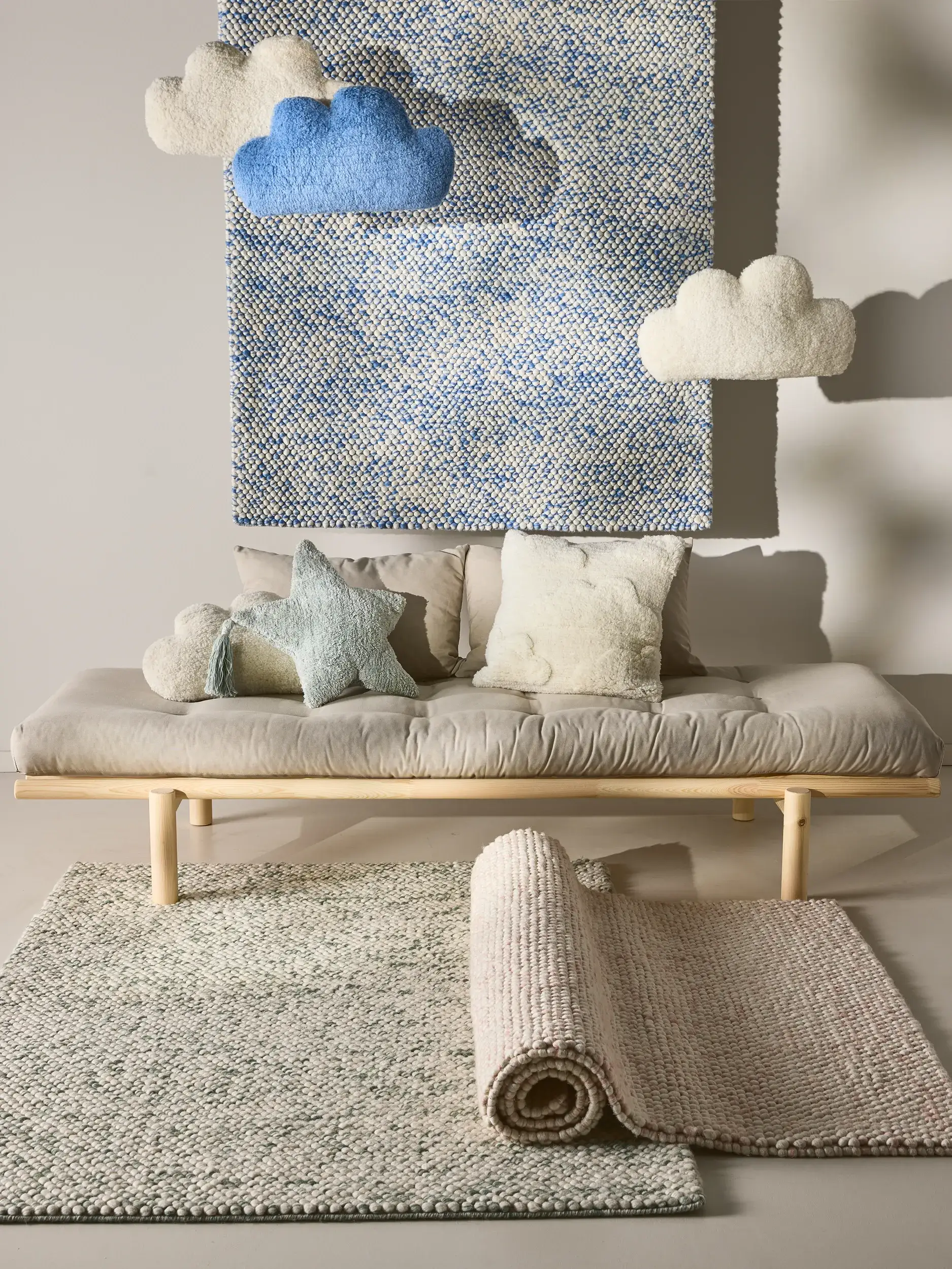Teppich aus 70% Wolle, 30% Polyester in Grün mit 70% Wolle, 30% Polyester hohem Flor von Lytte