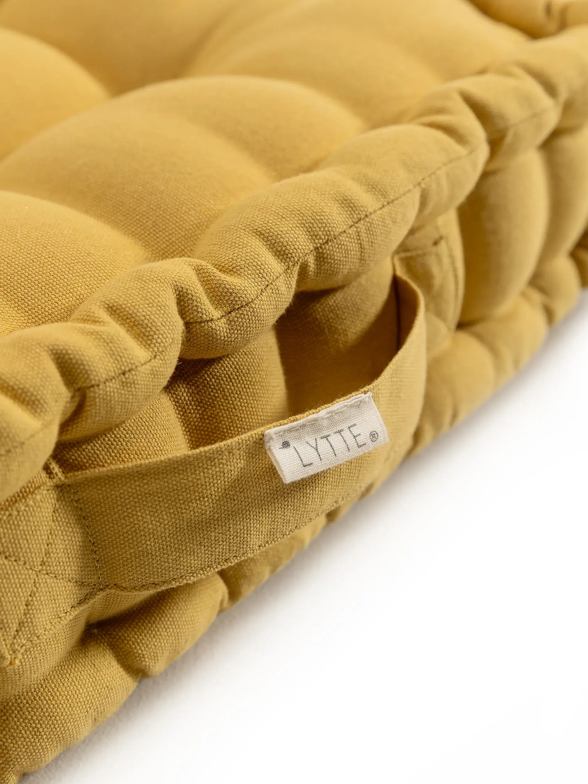 Cuscino da pavimento Bene Giallo in Tintaunita-ontwerp van 100% Cotone door Lytte