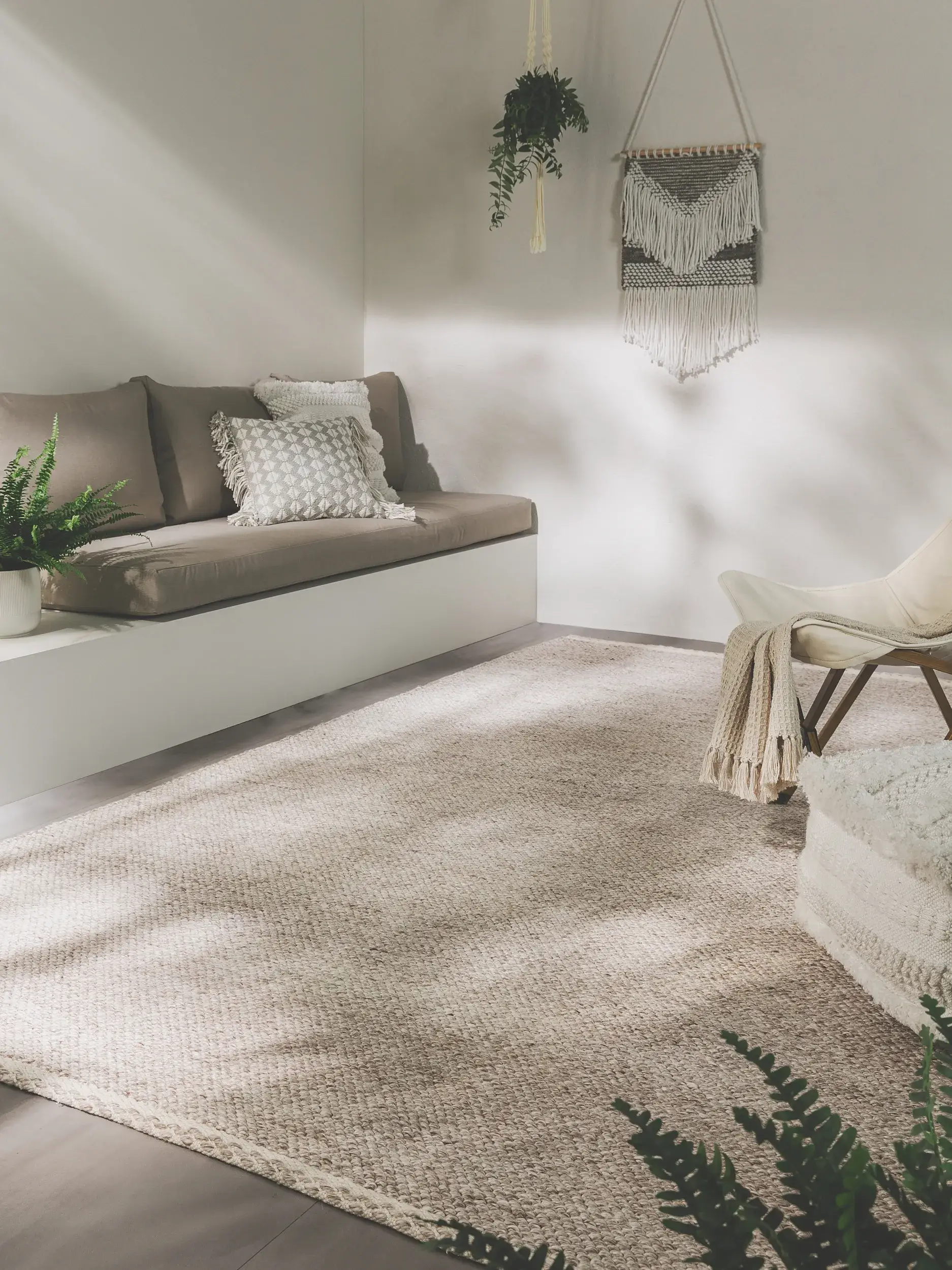 Alfombra de 100% Poliéster (PET reciclado) en Beige con un pelo de {{Placeholder_Pile Height}} de altura de benuta pure