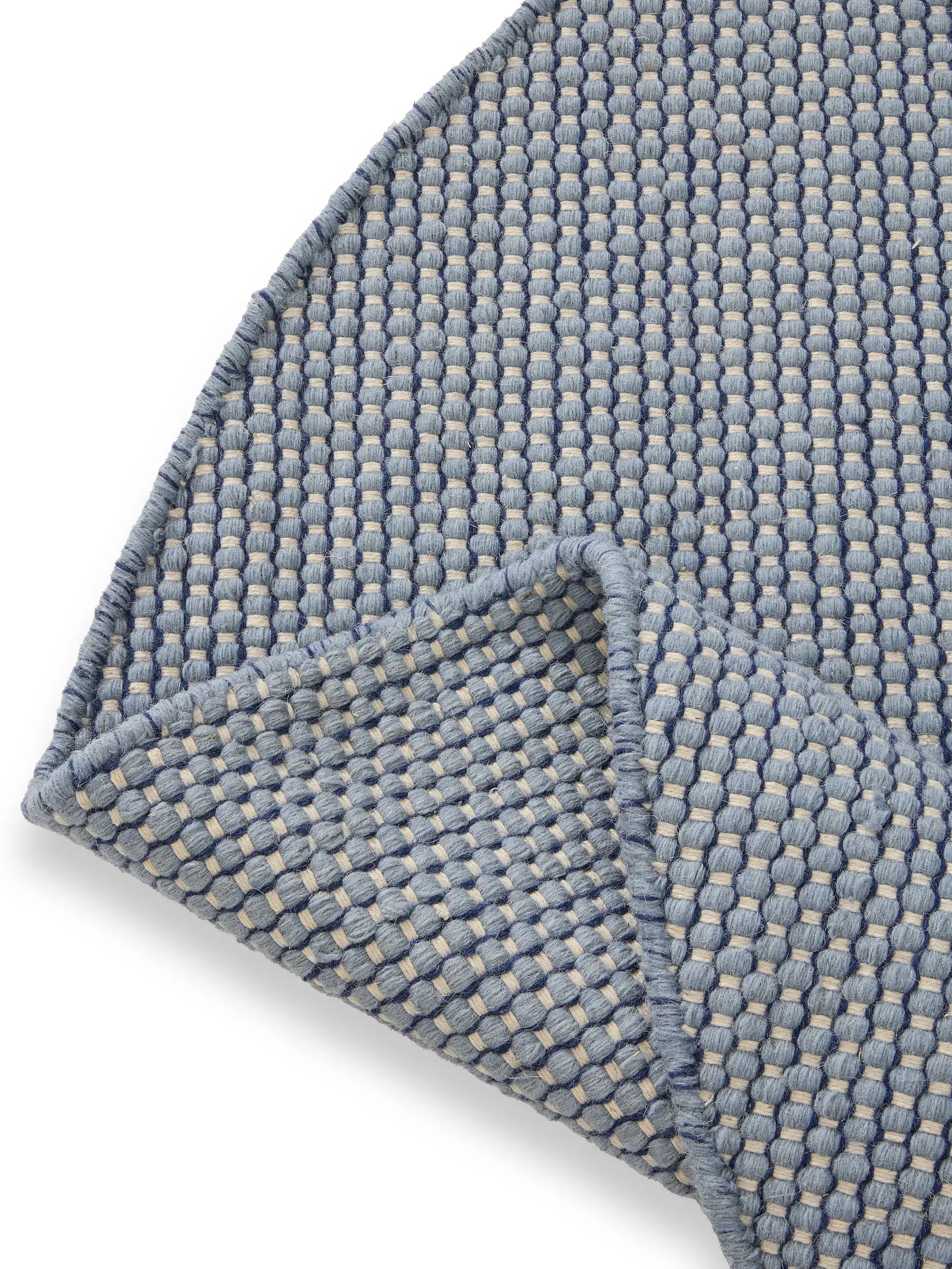 Rug Rocco made of 80% Wool, 20% Cotton in Blue by benuta Pure