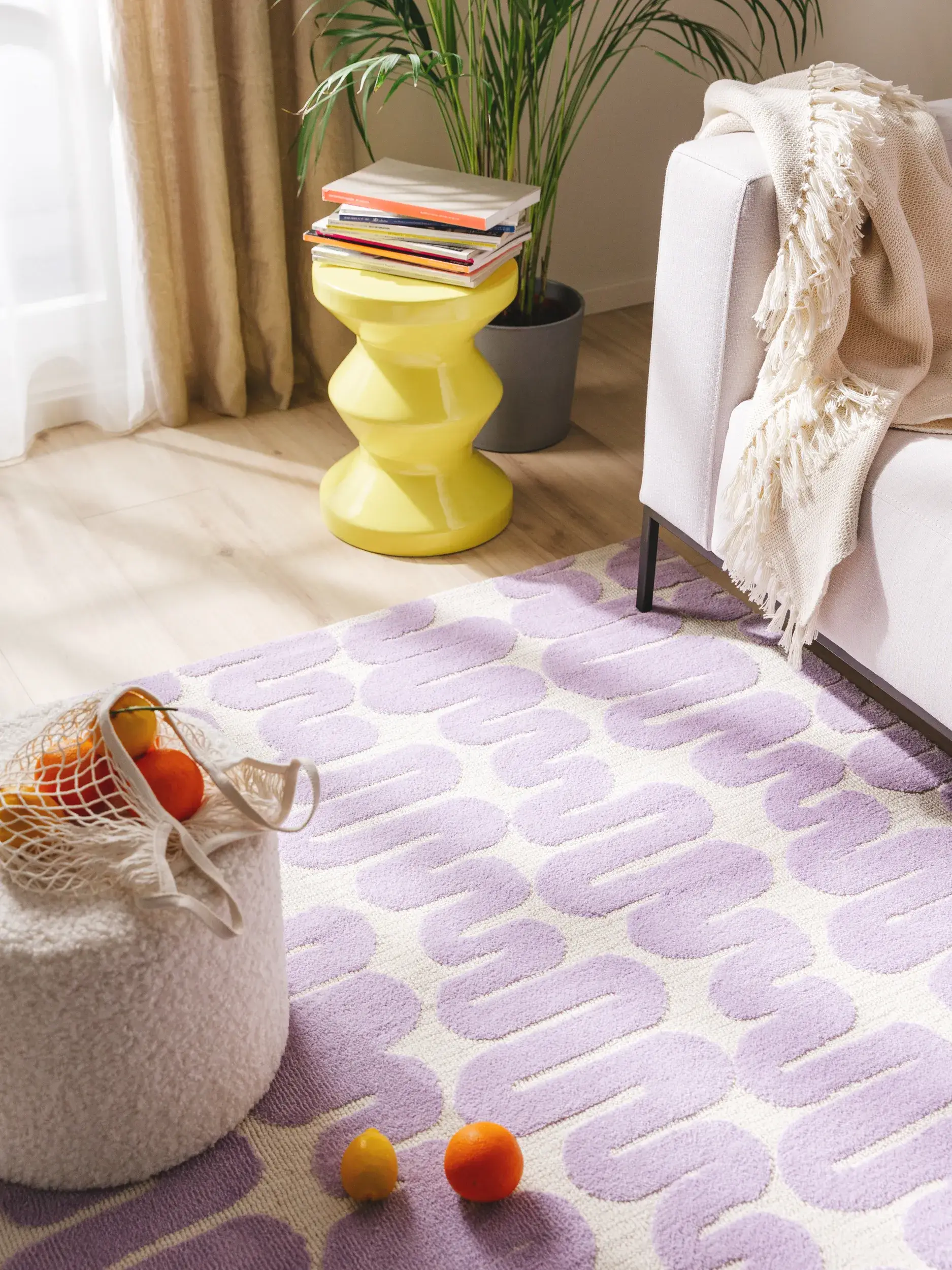 Teppich aus 100% Polyester (Microfiber) in Lila mit 100% Polyester (Microfiber) hohem Flor von benuta Pop