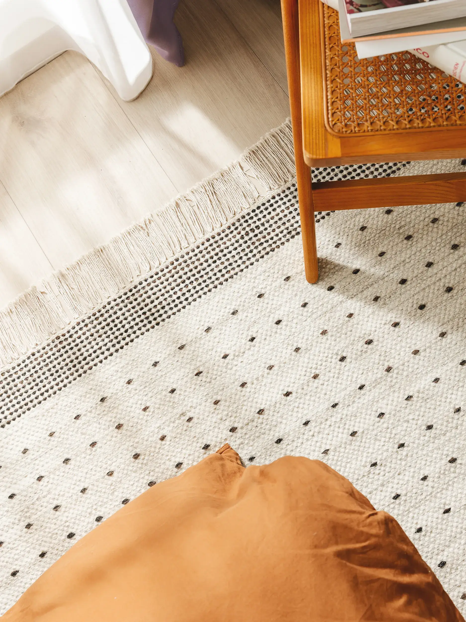 Tappeto di 70% Lana, 30% Cotone in Bianco/Nero con pelo alto 70% Lana, 30% Cotone da benuta POP