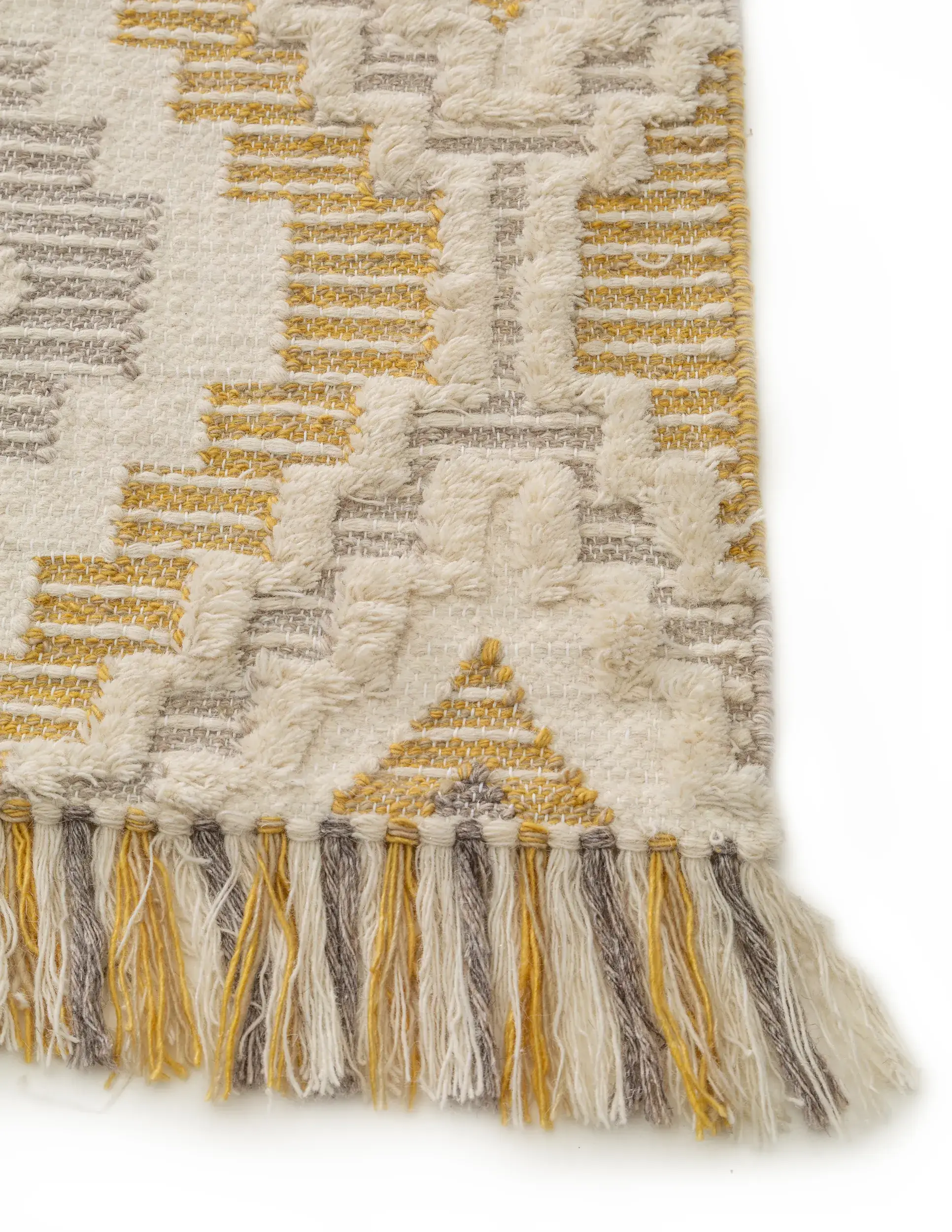 Teppich aus 70% Wolle, 30% Polyester in Gelb mit 70% Wolle, 30% Polyester hohem Flor von Lytte