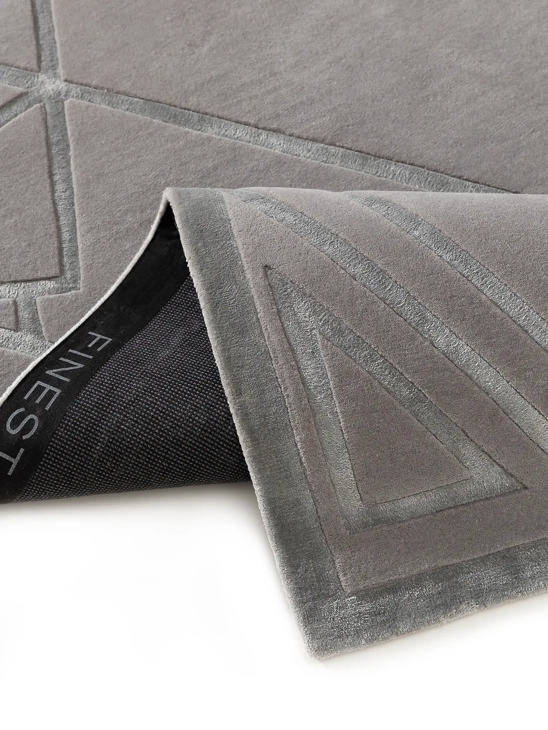 Teppich aus 80% Wolle, 20% Lyocell (Tencel™) in Grau mit 80% Wolle, 20% Lyocell (Tencel™) hohem Flor von benuta Finest
