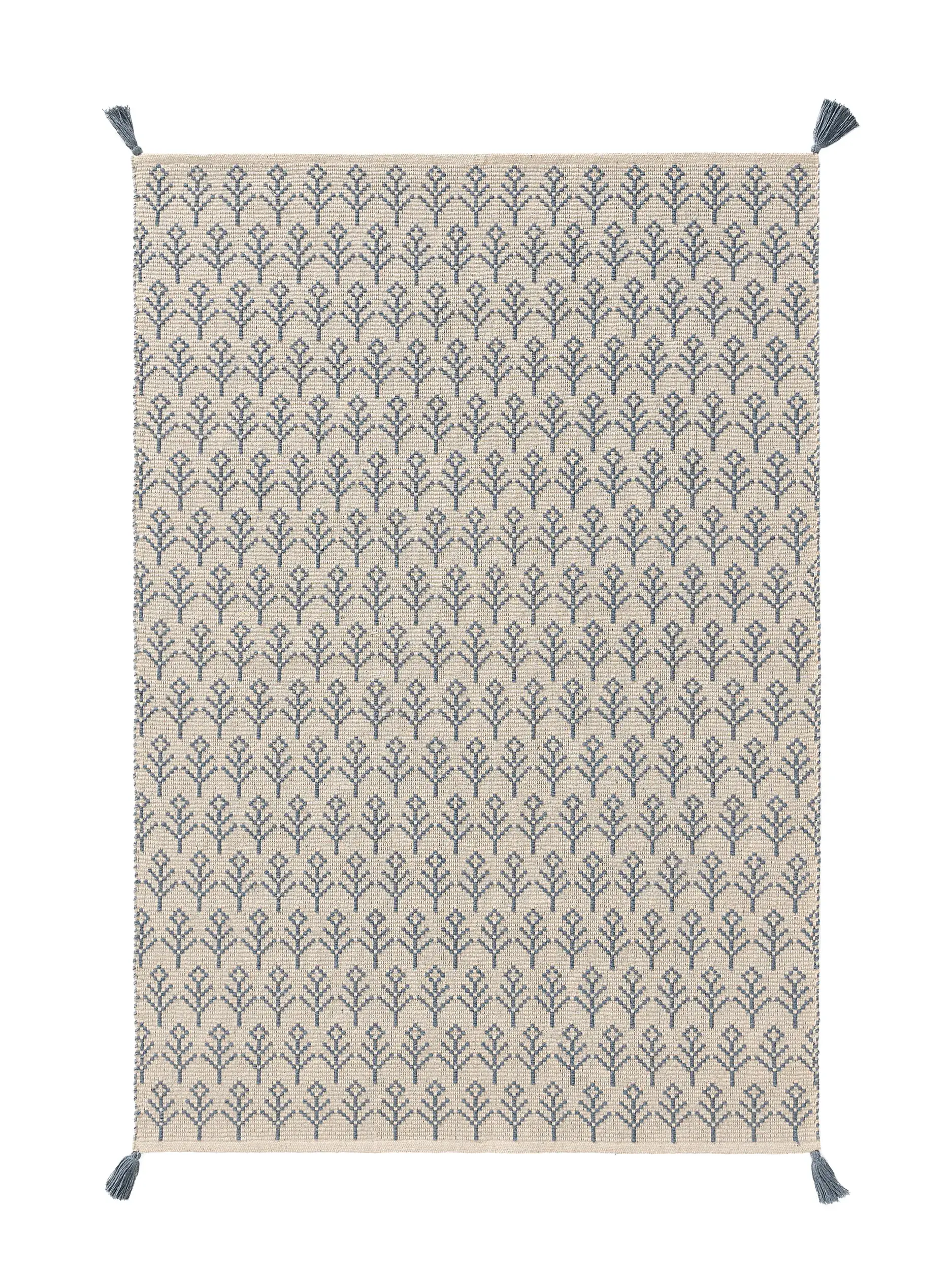 Tappeto di 60% Cotone (riciclato), 40% Poliestere in Azzurro con pelo alto 60% Cotone (riciclato), 40% Poliestere da Lytte