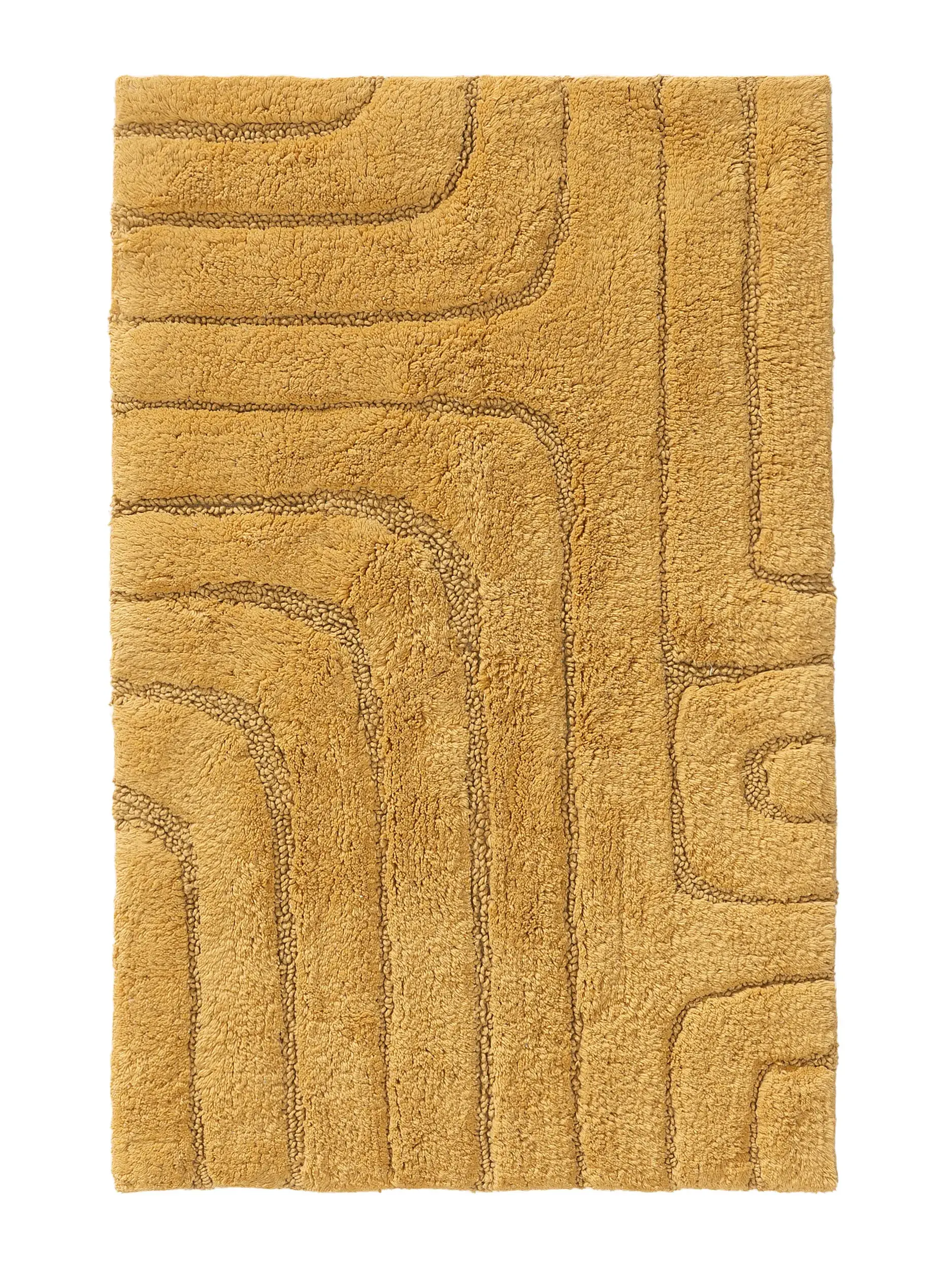 Badematte Dan Gelb in Geometrisch design made of 100% Baumwolle by benuta Nest