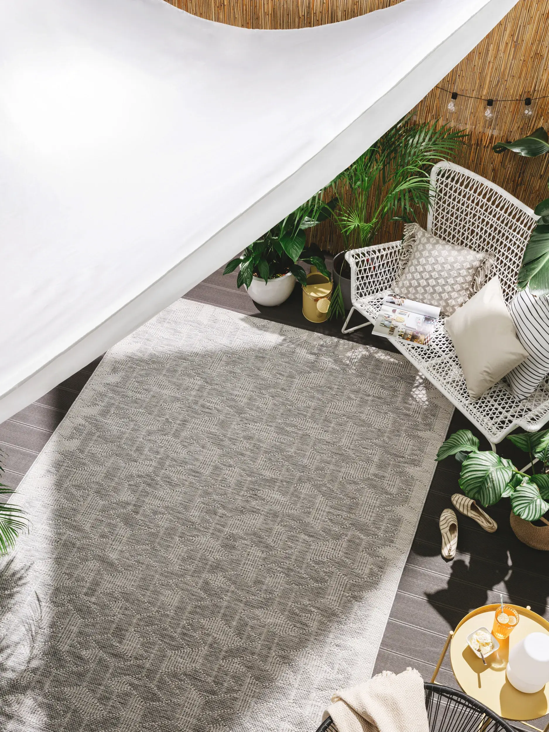 Rug made of 100% Polypropylen in Grey with a 100% Polypropylen high pile by benuta Nest