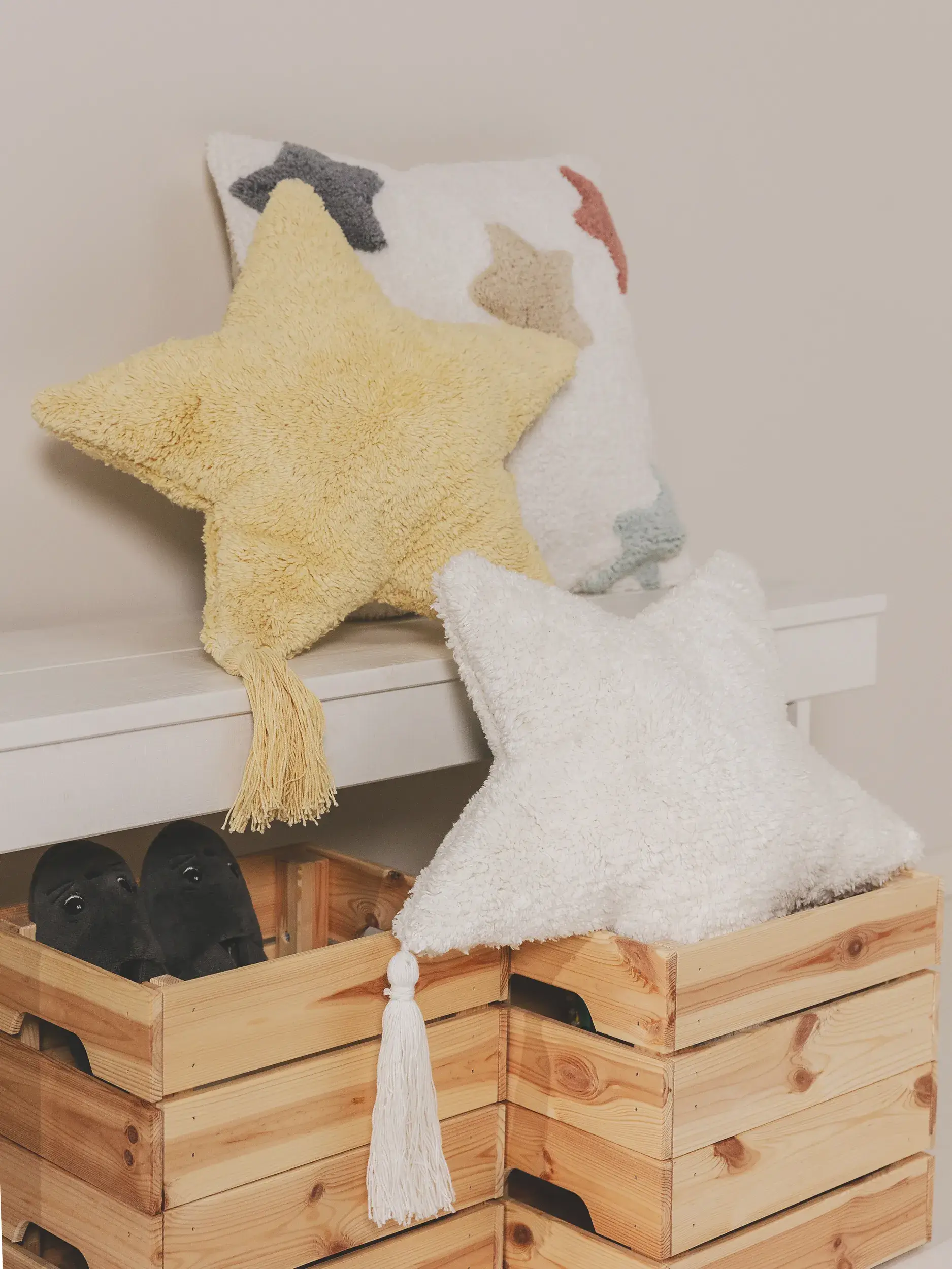 Almohada Stars Crema con diseño de Motivoinfantil en 100% Algodón de Lytte