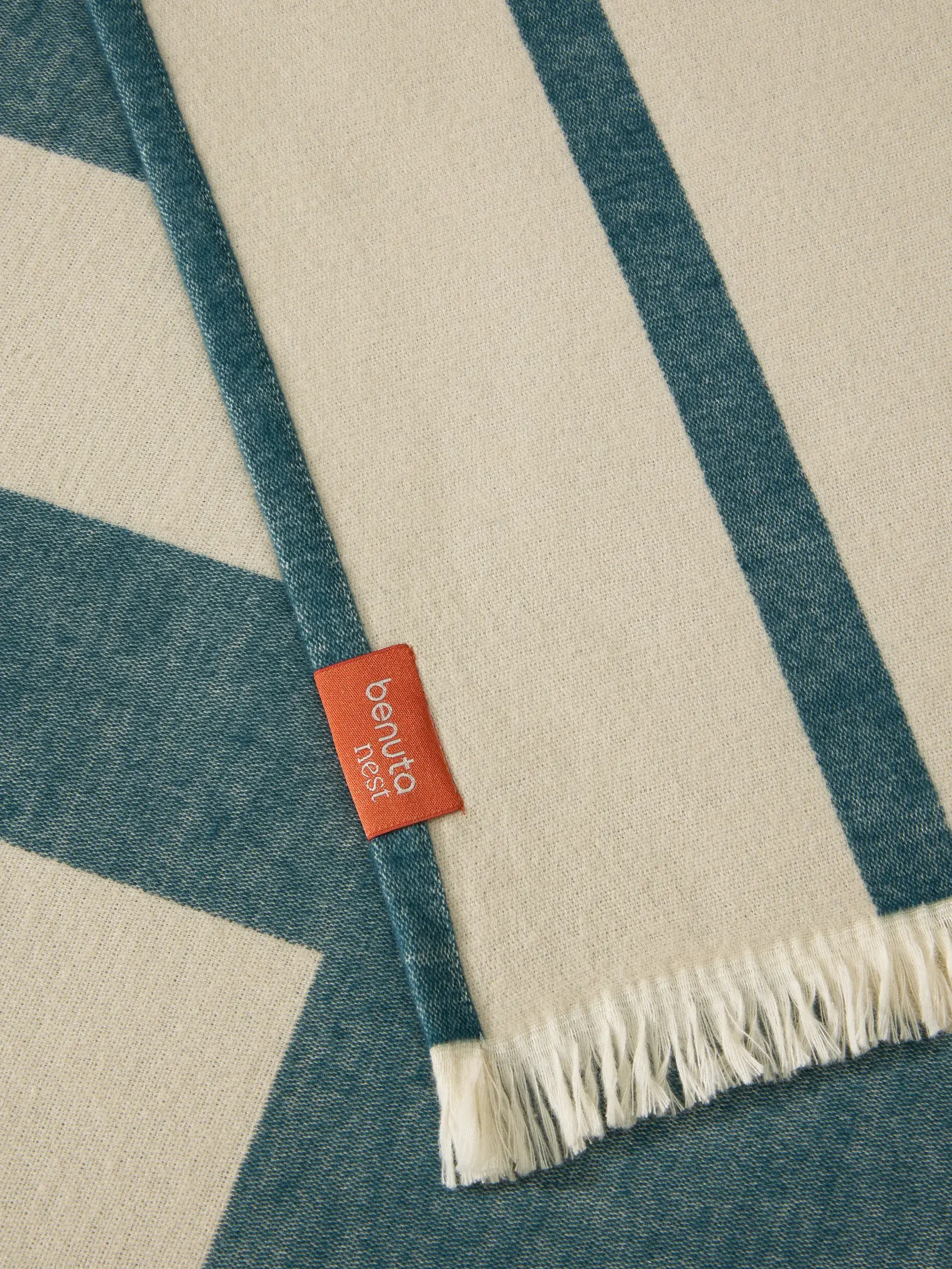 Cotton Blanket Reed Petrol by benuta Nest