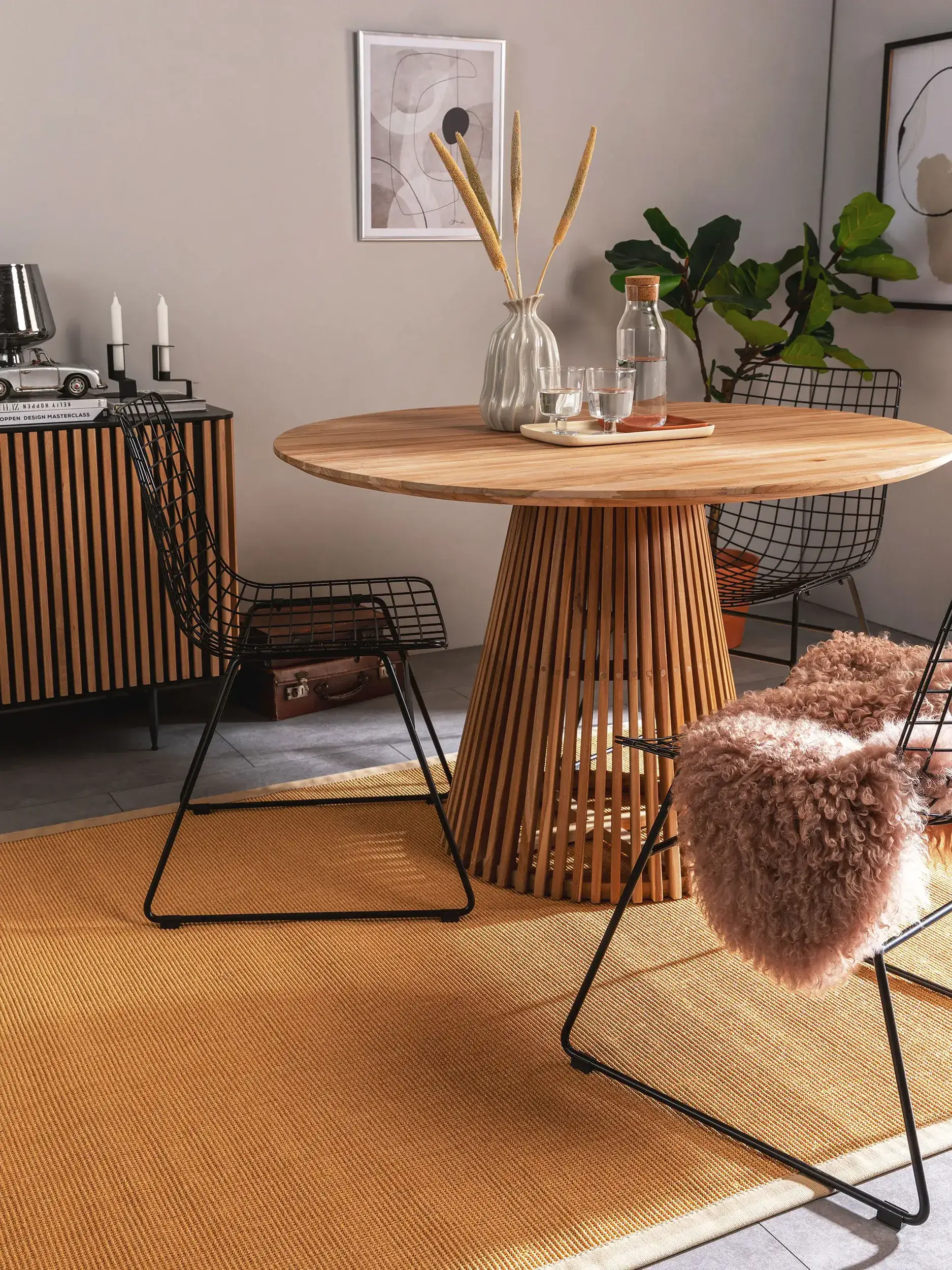 Teppich aus 100% Sisal in Beige mit 100% Sisal hohem Flor von benuta Nest