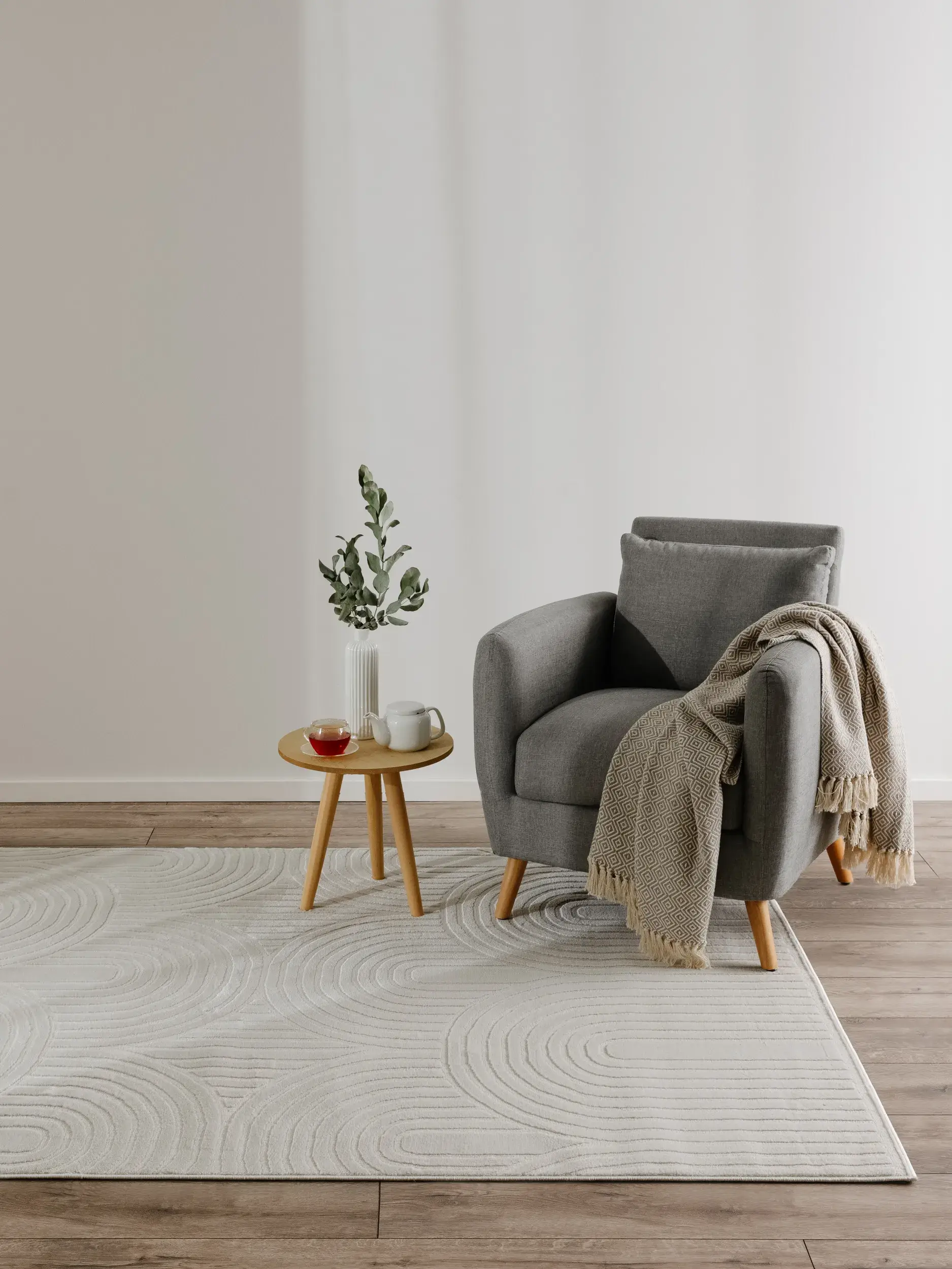 Teppe av 60% Polyester, 40% Polypropylen i Weiß med 60% Polyester, 40% Polypropylen høy lugg fra benuta Basic