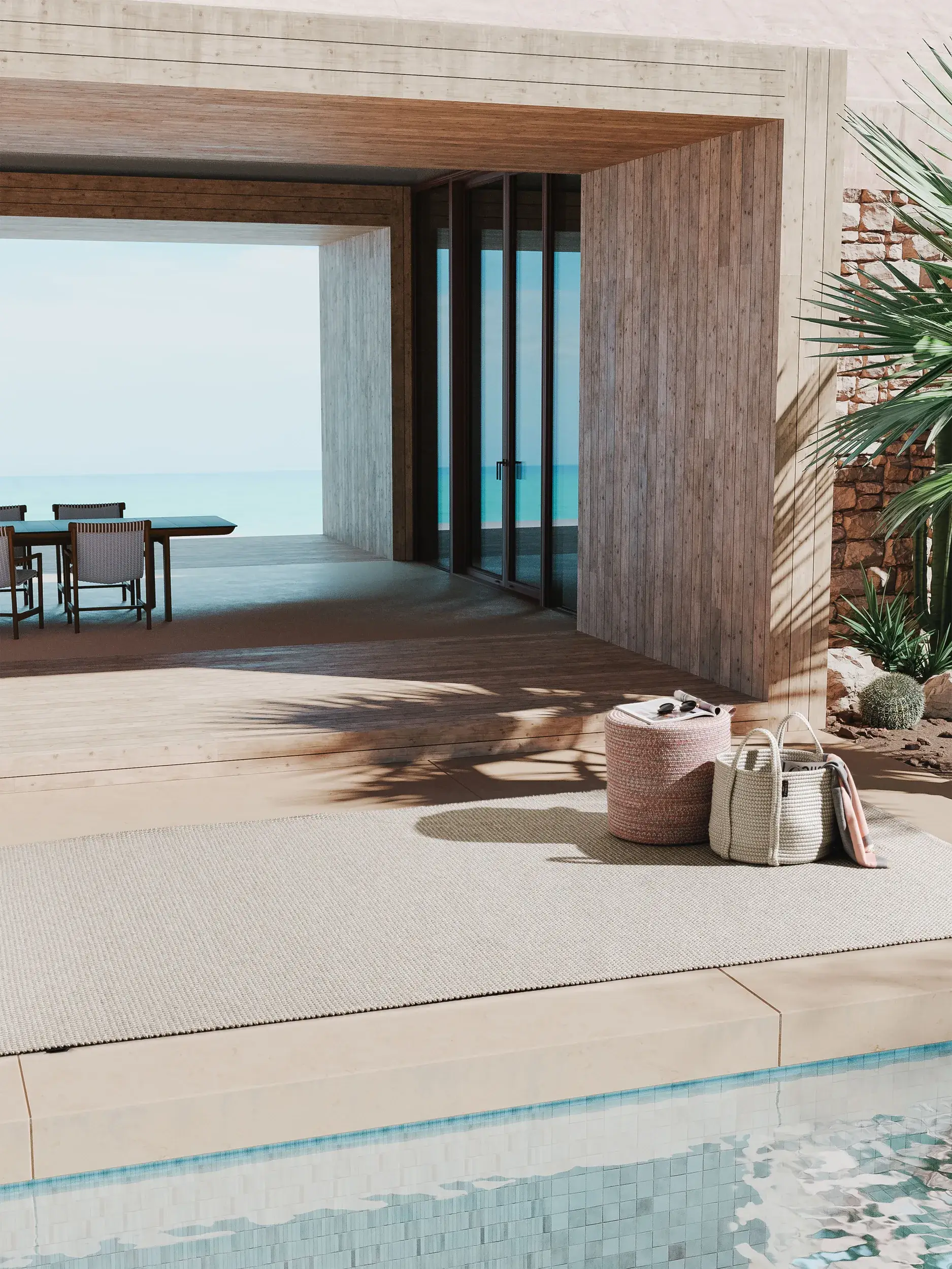 Rug made of 100% Polypropylen in Grey with a 100% Polypropylen high pile by benuta Finest