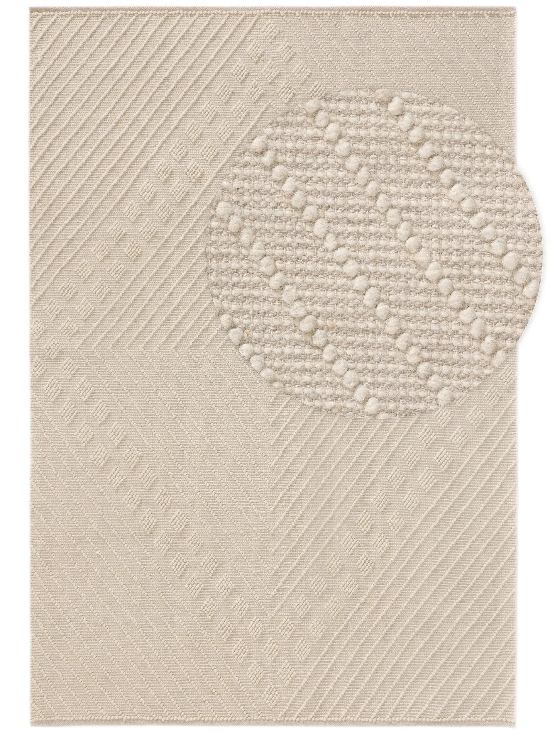 Teppich aus 55% Baumwolle, 45% Wolle in Beige mit 55% Baumwolle, 45% Wolle hohem Flor von benuta Pure