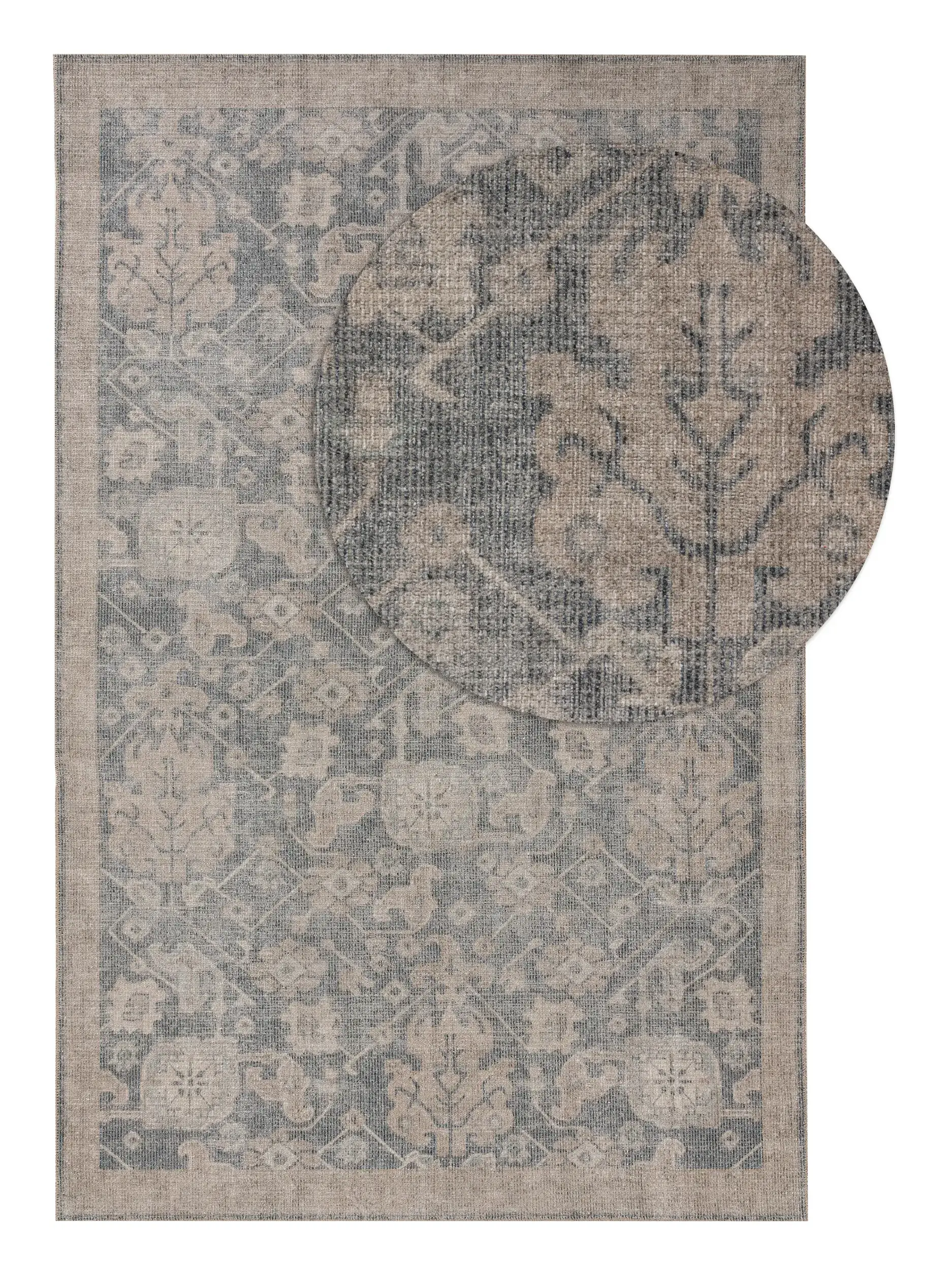 Tapijt van 50% Polyester, 50% Polykatoen in Grijs met een 50% Polyester, 50% Polykatoen hoge pool van benuta nest