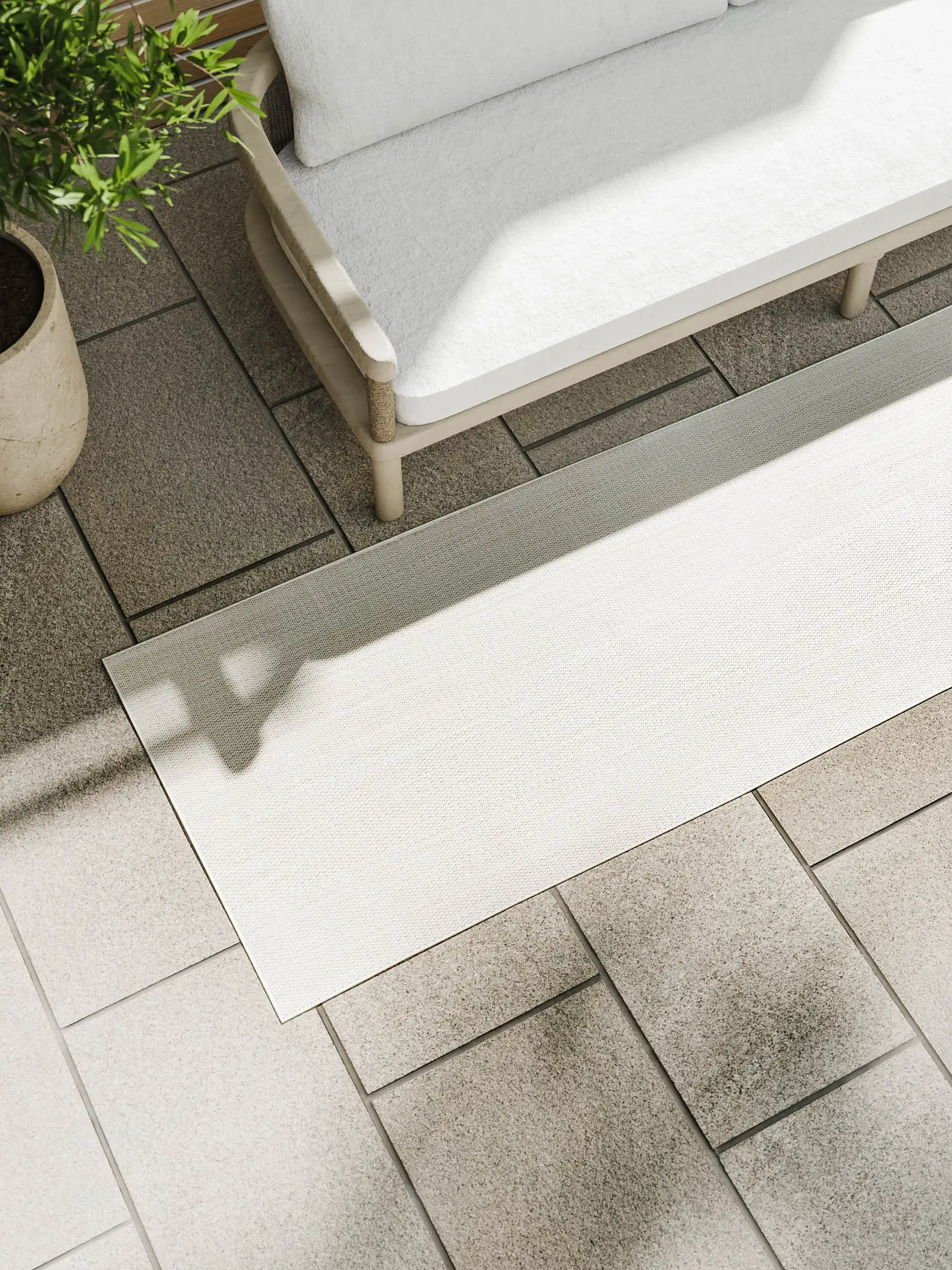 Rug made of 100% Polypropylen in White with a 100% Polypropylen high pile by benuta Basic