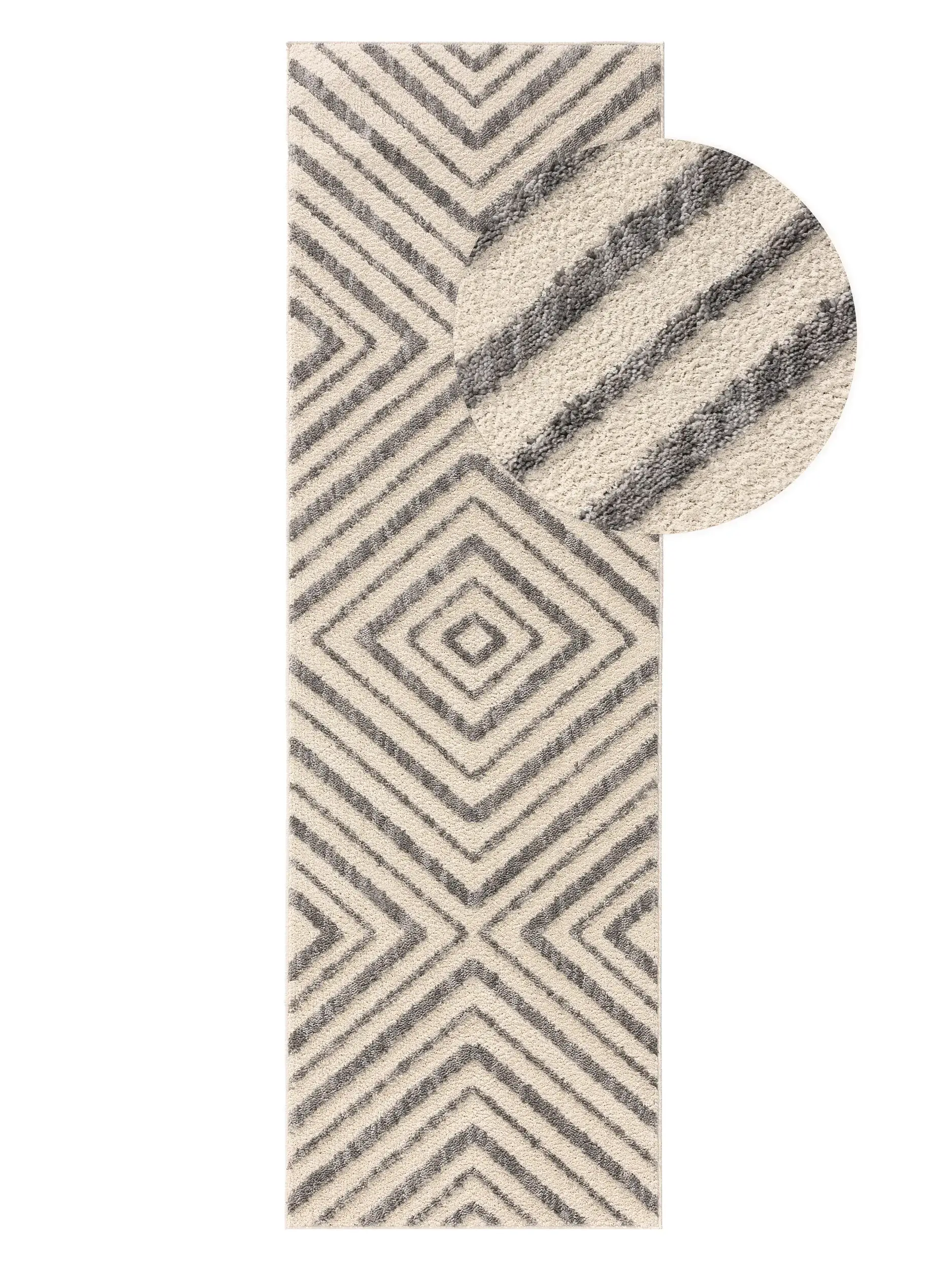 Rug made of 100% Polyester in White with a 100% Polyester high pile by benuta Pop