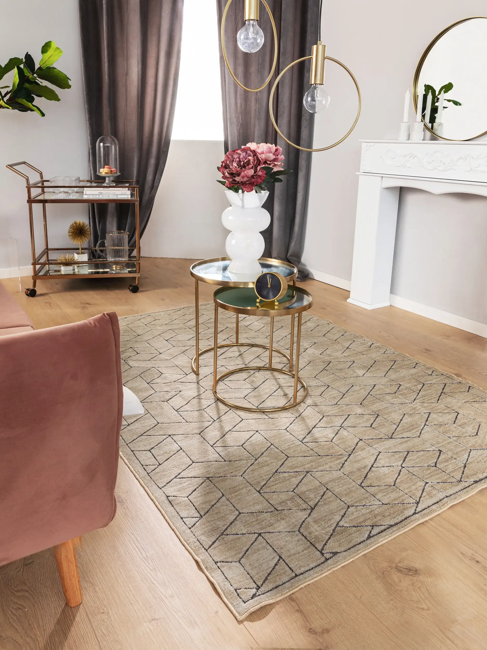Teppich aus 100% Polyester in Beige mit 100% Polyester hohem Flor von benuta