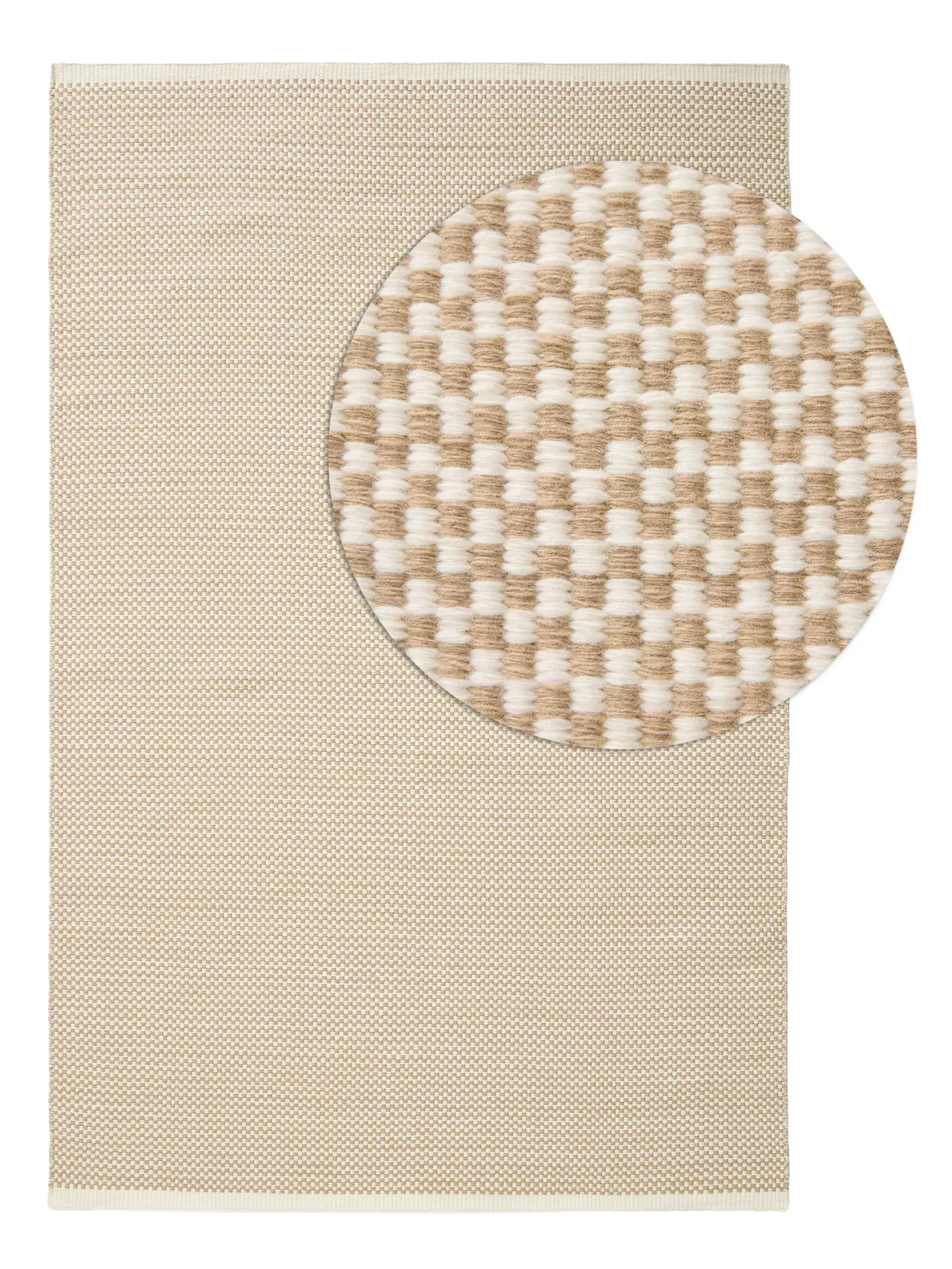 Teppich aus 100% Wolle (aus Neuseeland) in Beige mit 100% Wolle (aus Neuseeland) hohem Flor von benuta Pure