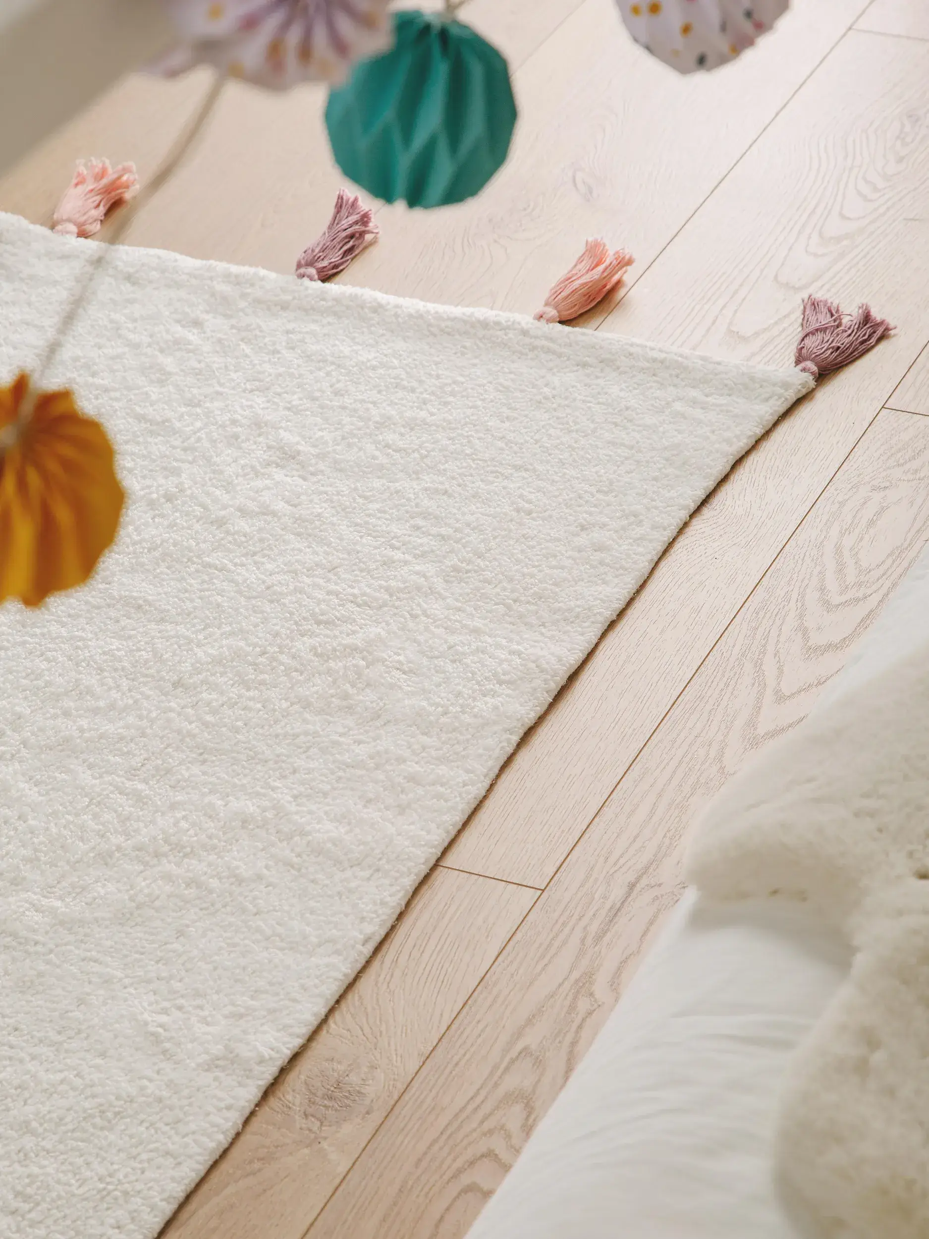 Rug made of 100% Baumwolle in Weiß with a 100% Baumwolle high pile by Lytte