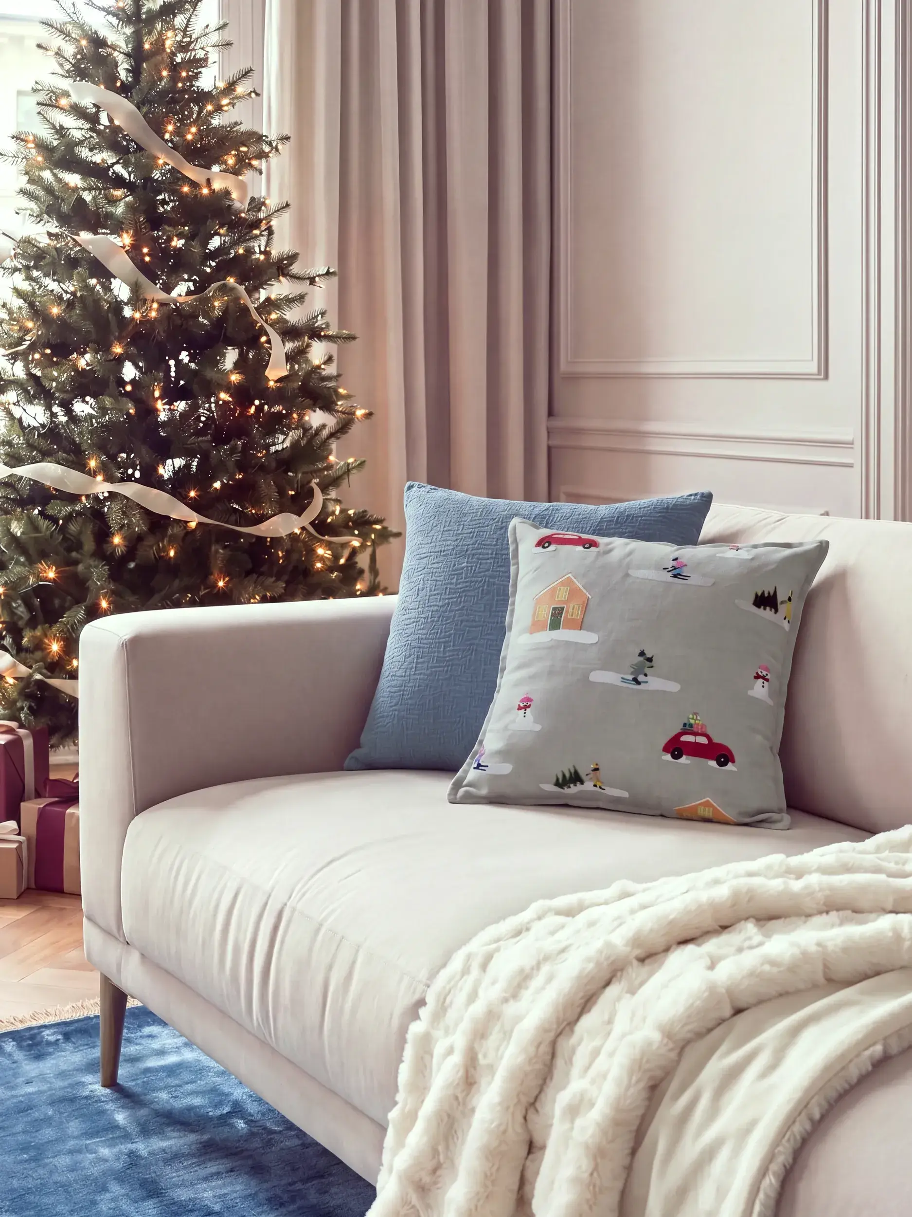 Kerstkussen Joyful Blauw van benuta