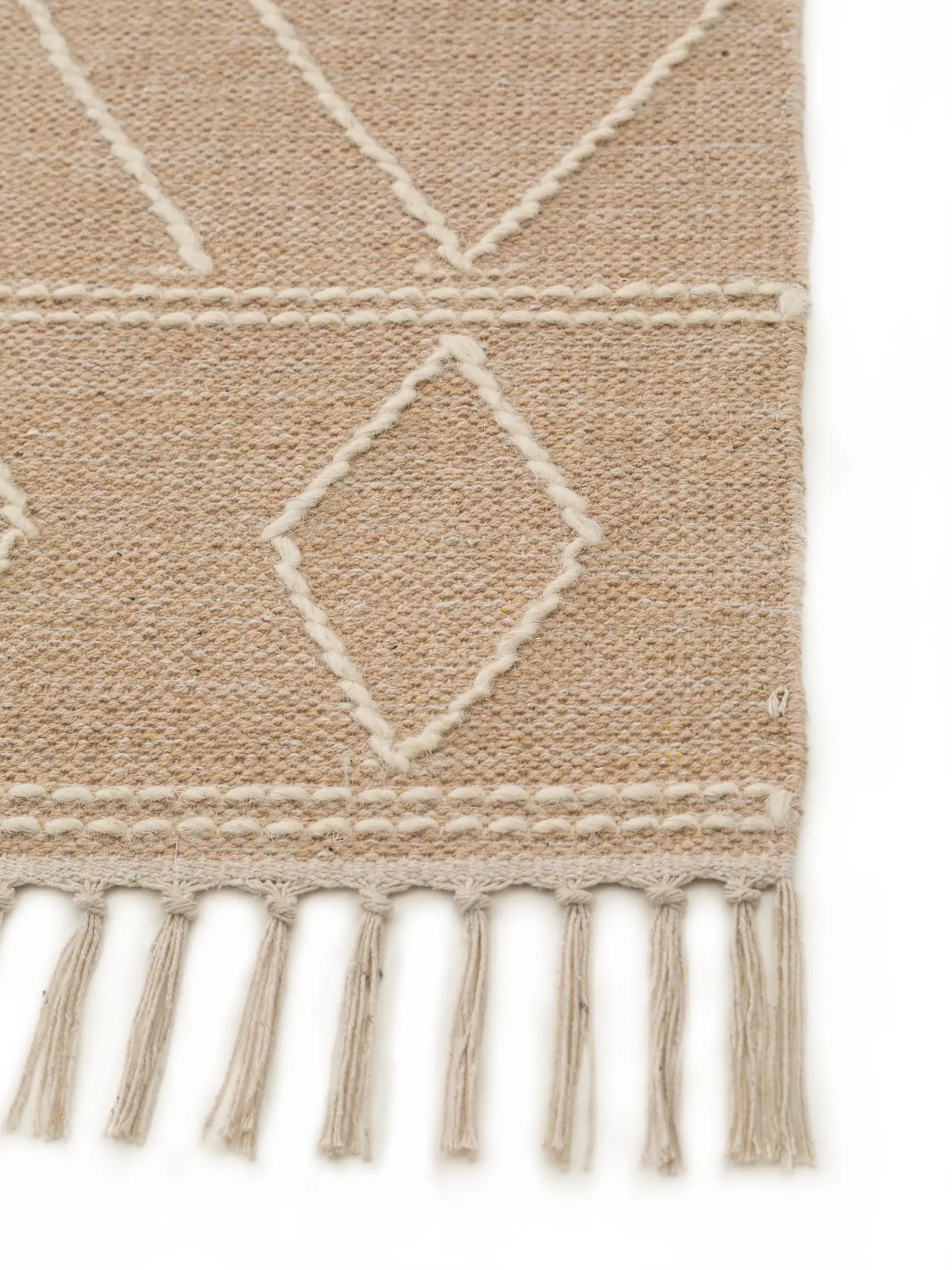 Teppe av 60% Baumwolle, 40% Wolle i Beige med 60% Baumwolle, 40% Wolle høy lugg fra benuta Pure