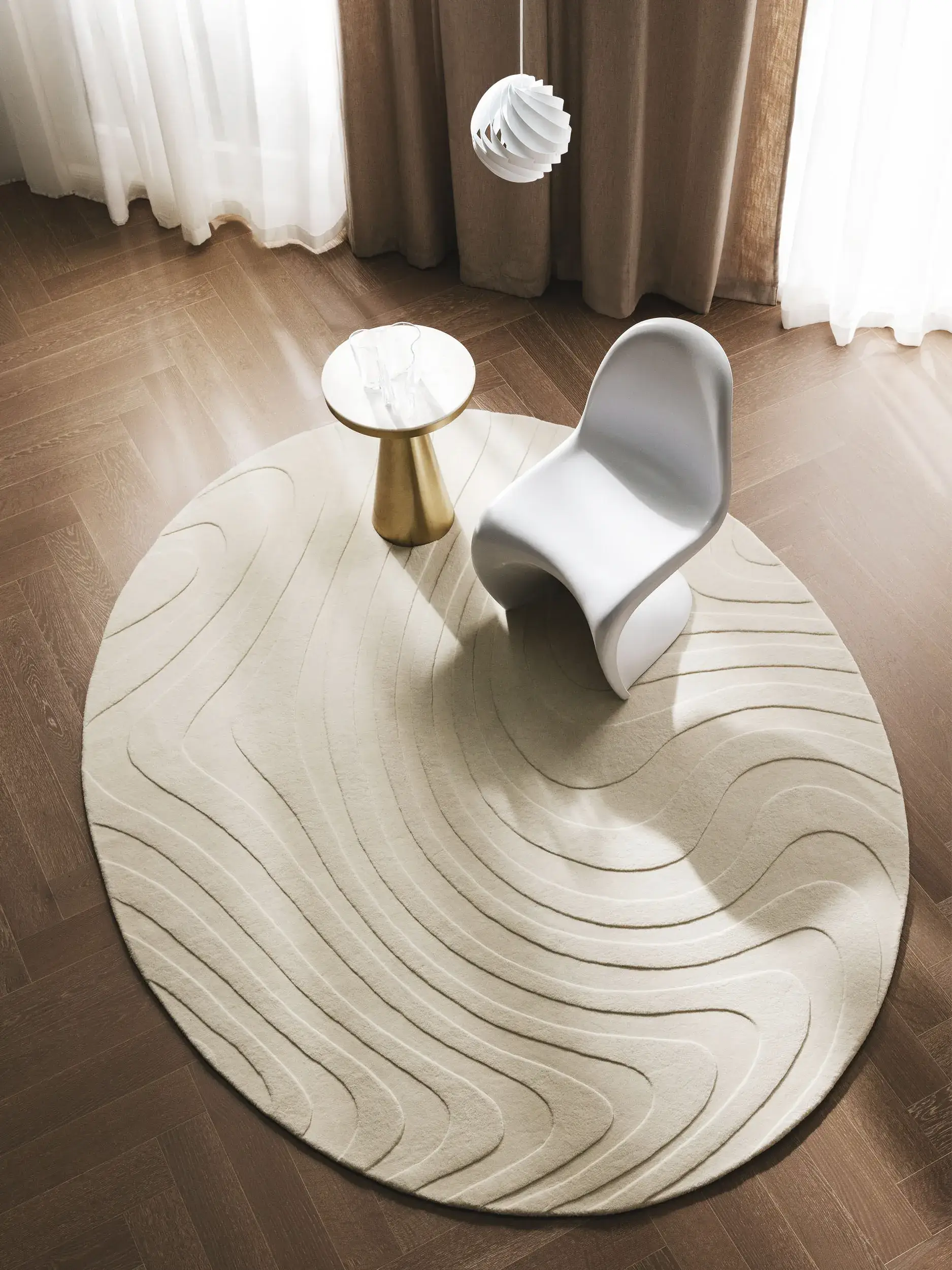 Alfombra Magma de 100% Lana (de Nueva Zelanda) en Beige de benuta Finest