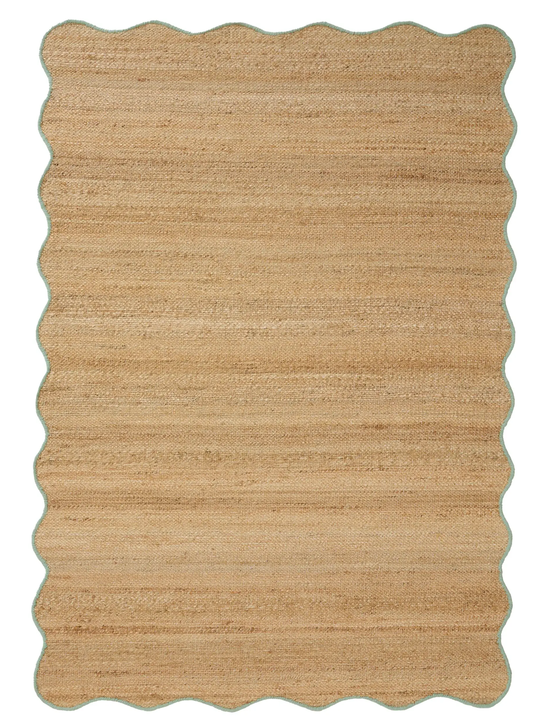 Rug made of 91% Jute, 4% Cotton, 3% Wool, 2% Polyester in Turquoise with a 91% Jute, 4% Cotton, 3% Wool, 2% Polyester high pile by benuta Pop