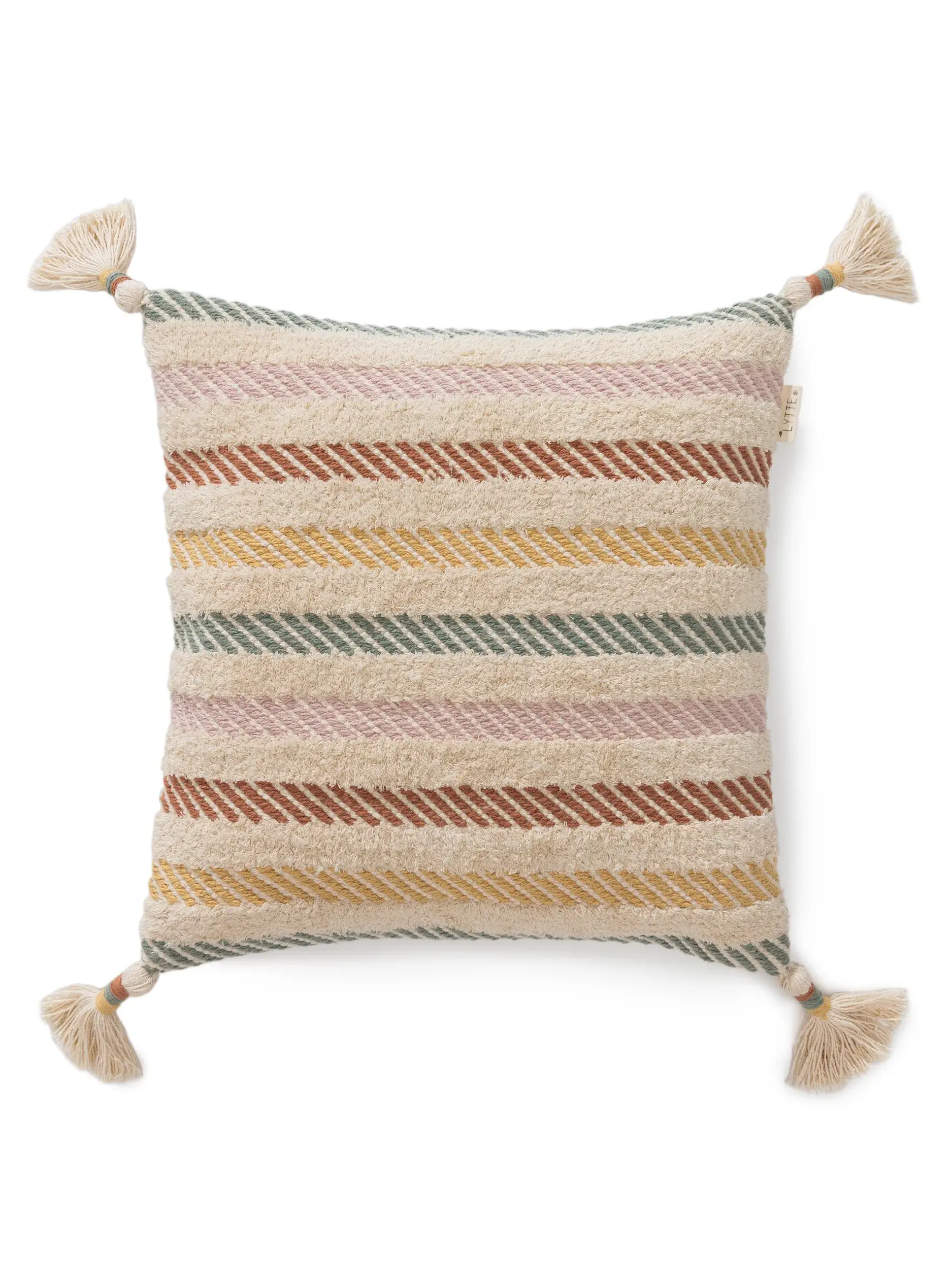 Funda de almohada Lia Multicolor con diseño de Rayas en 100% Algodón de Lytte