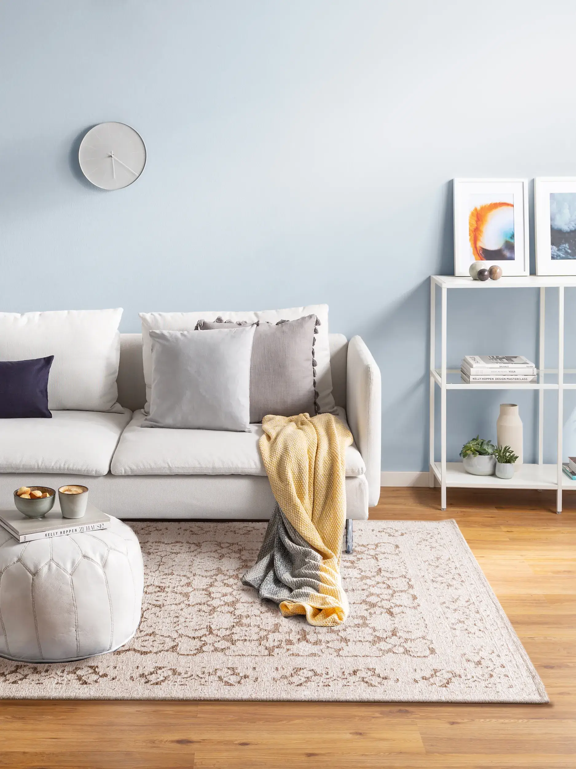Tappeto di 74% Poliestere, 25% Cotone, 1% Lattice in Grigio con pelo alto 74% Poliestere, 25% Cotone, 1% Lattice da benuta POP