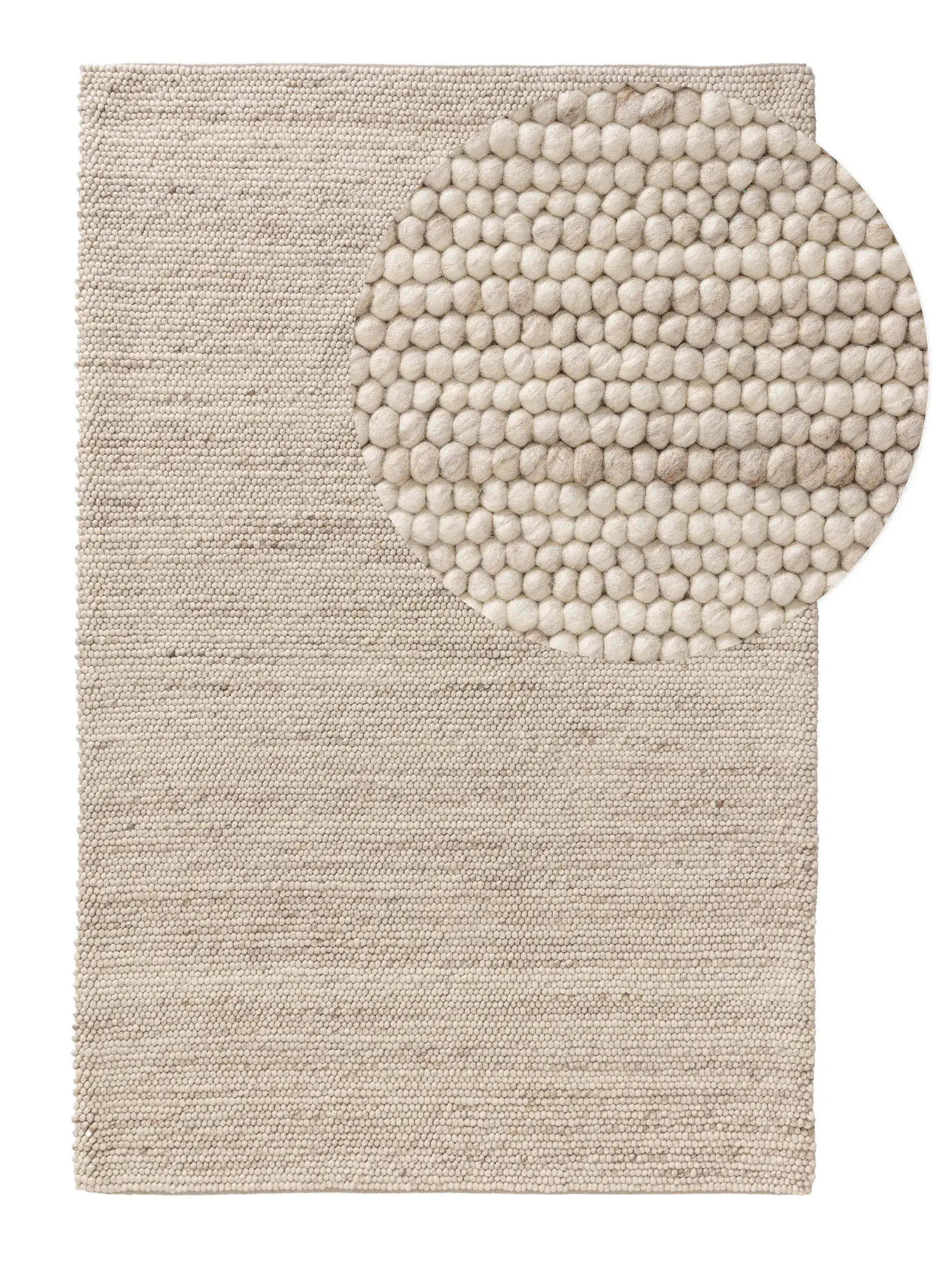 Teppich aus 70% Wolle, 30% Polyester in Beige mit 70% Wolle, 30% Polyester hohem Flor von benuta Pure