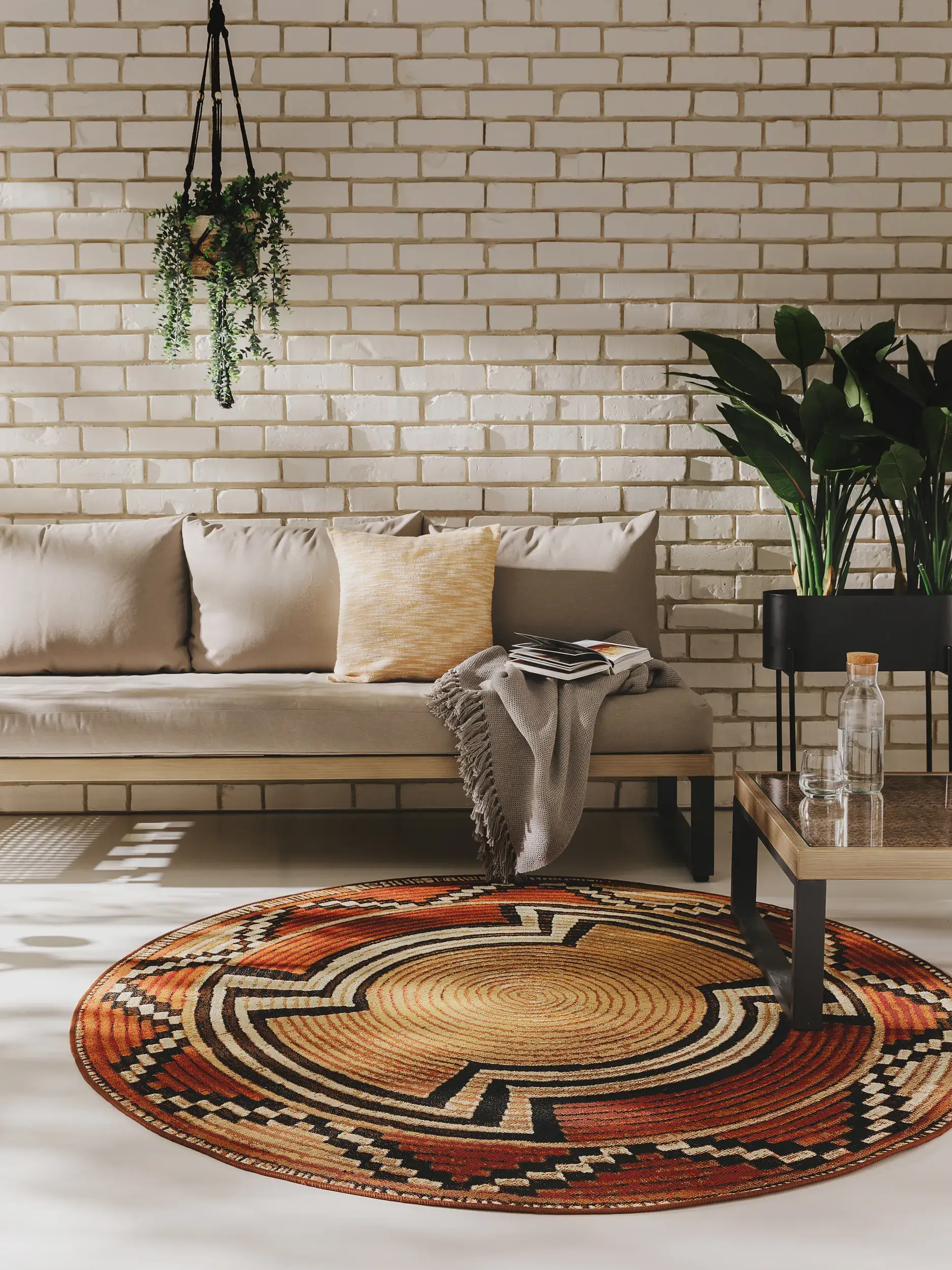 Teppich aus 76% Polypropylen, 23% Polyester, 1% Latex in Beige mit 76% Polypropylen, 23% Polyester, 1% Latex hohem Flor von benuta Nest
