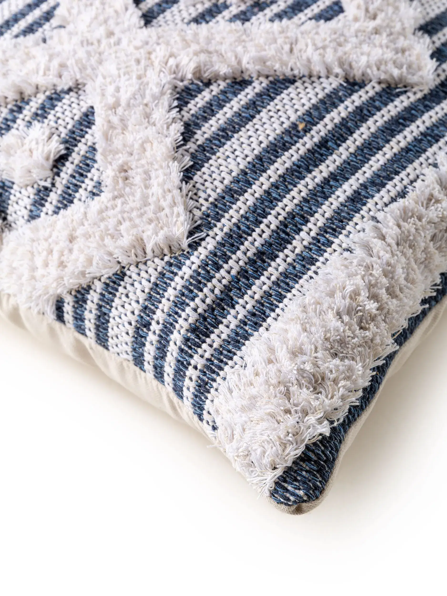 Kissenbezug Lundi Blau Geometrisch-suunnittelussa, valmistettu 100% puuvillaaista, benuta Popin toimesta