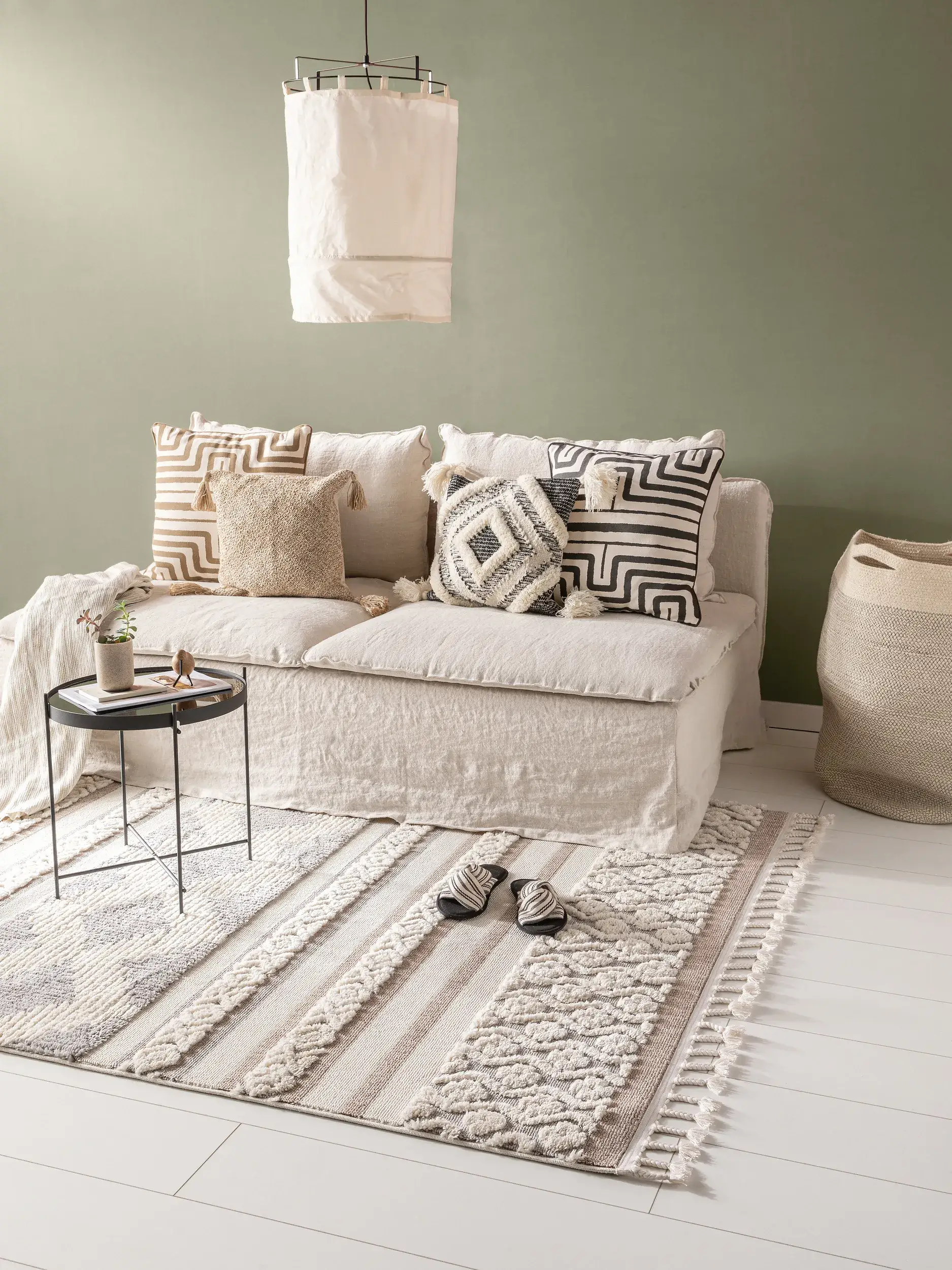Tappeto di 100% Poliestere in Beige con pelo alto 100% Poliestere da benuta POP