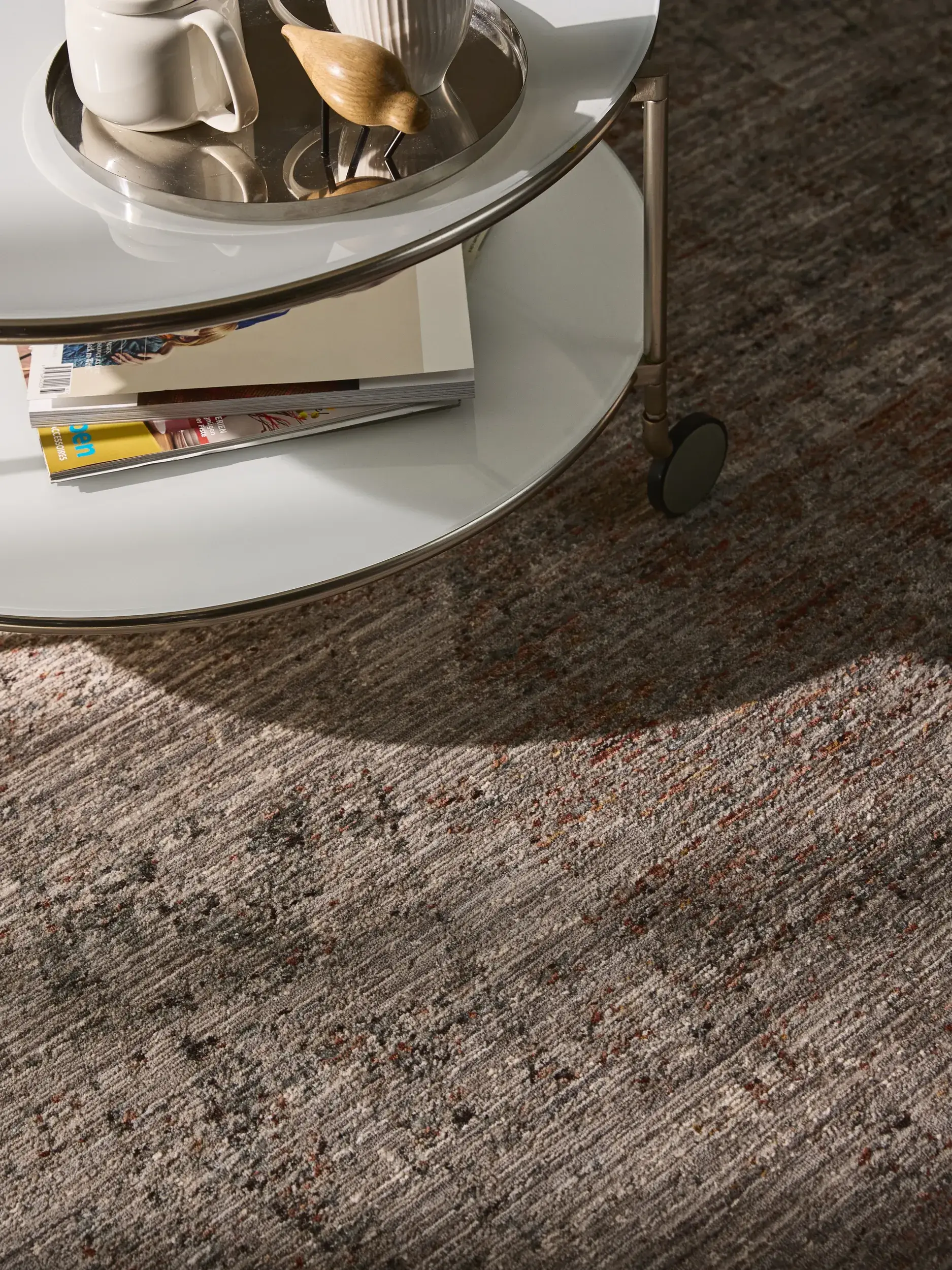 Teppich aus 100% Polyester in Grau mit 100% Polyester hohem Flor von benuta Nest