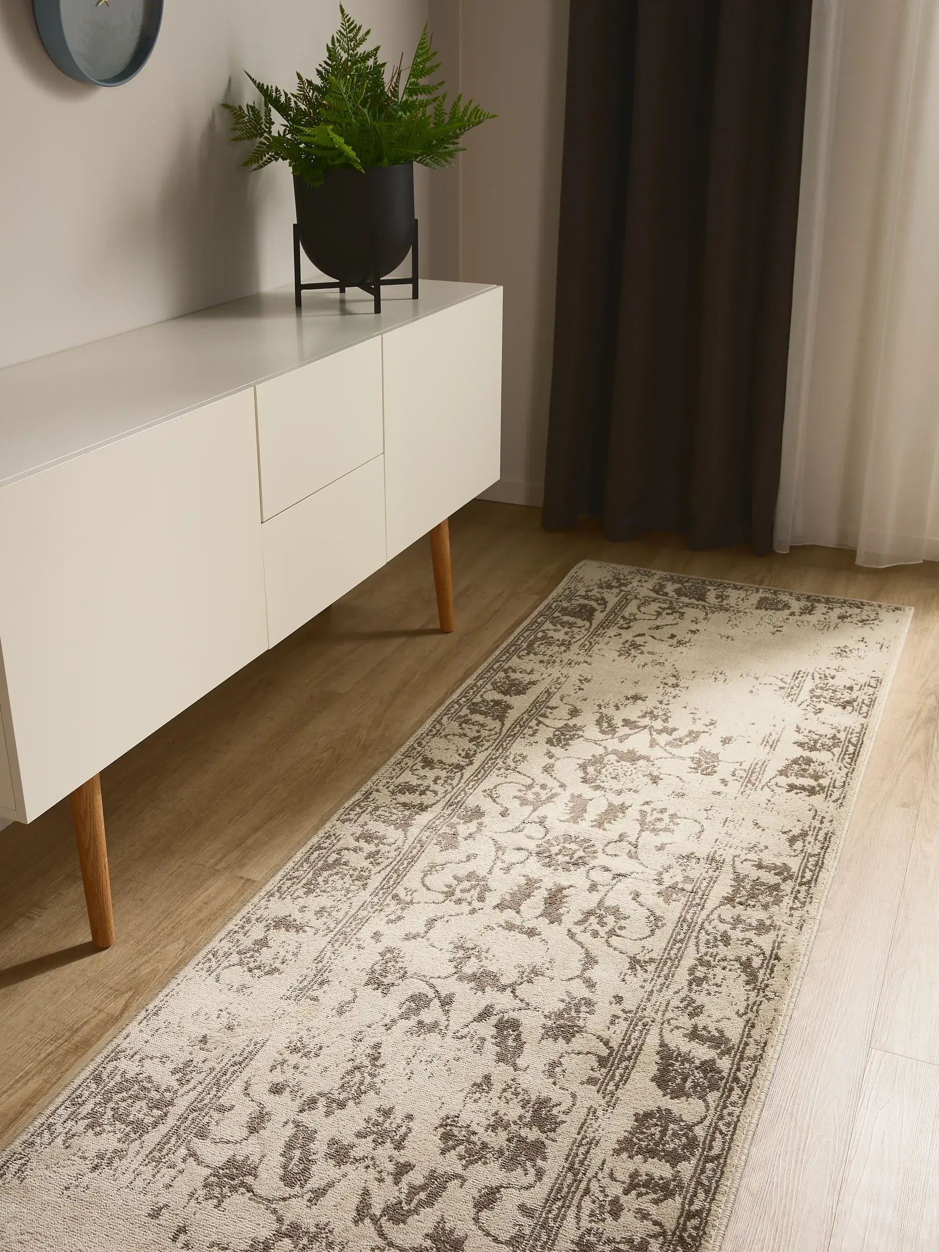 Rug made of 100% Polypropylen in Beige with a 100% Polypropylen high pile by benuta Basic