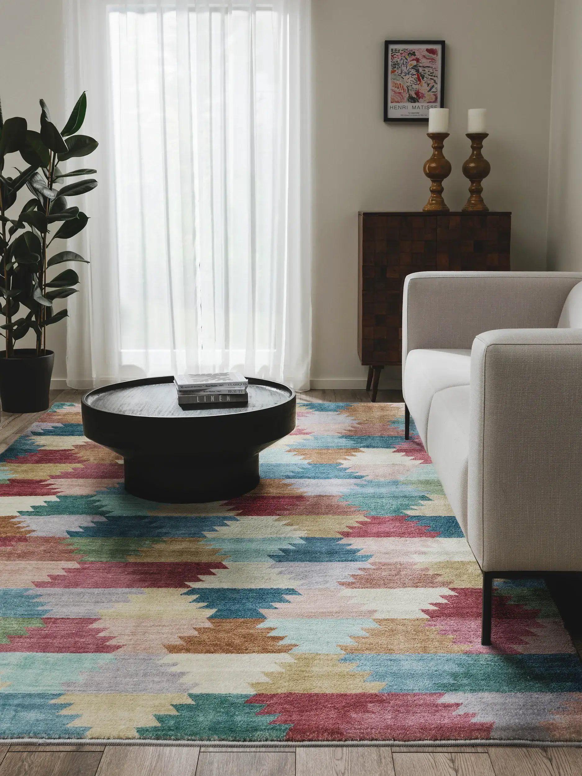 Rug made of 100% Polyester in Multicolor with a 100% Polyester high pile by benuta Pop