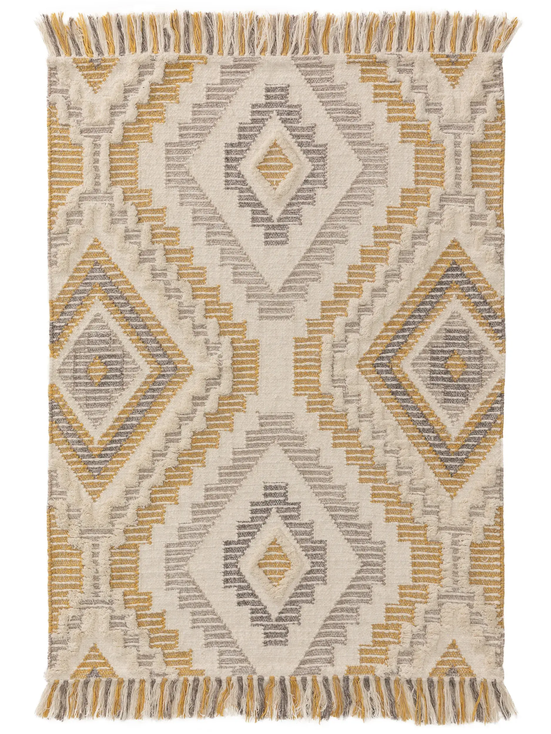 Teppich aus 70% Wolle, 30% Polyester in Gelb mit 70% Wolle, 30% Polyester hohem Flor von Lytte
