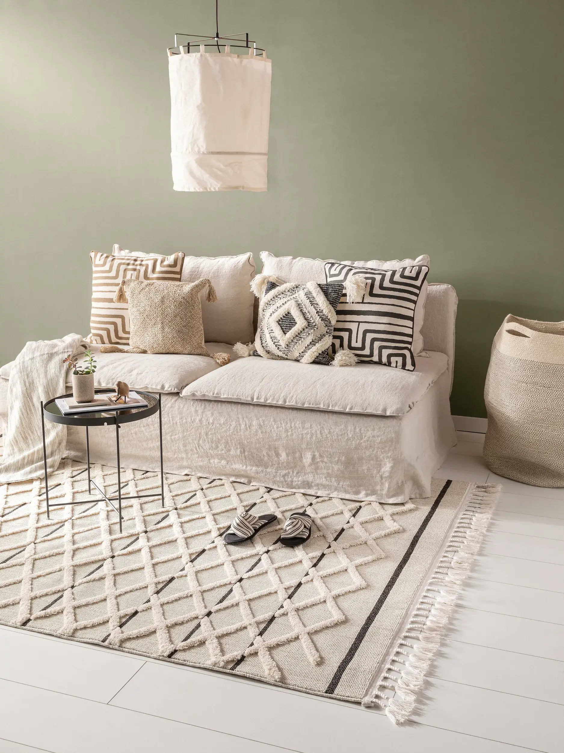 Tappeto di 100% Poliestere in Beige con pelo alto 100% Poliestere da benuta POP