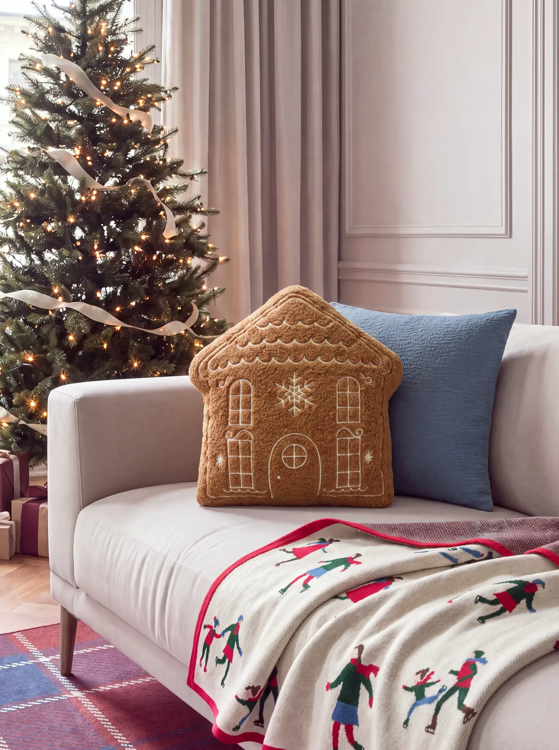 Kerstkussen Gingerbread House Bruin van benuta