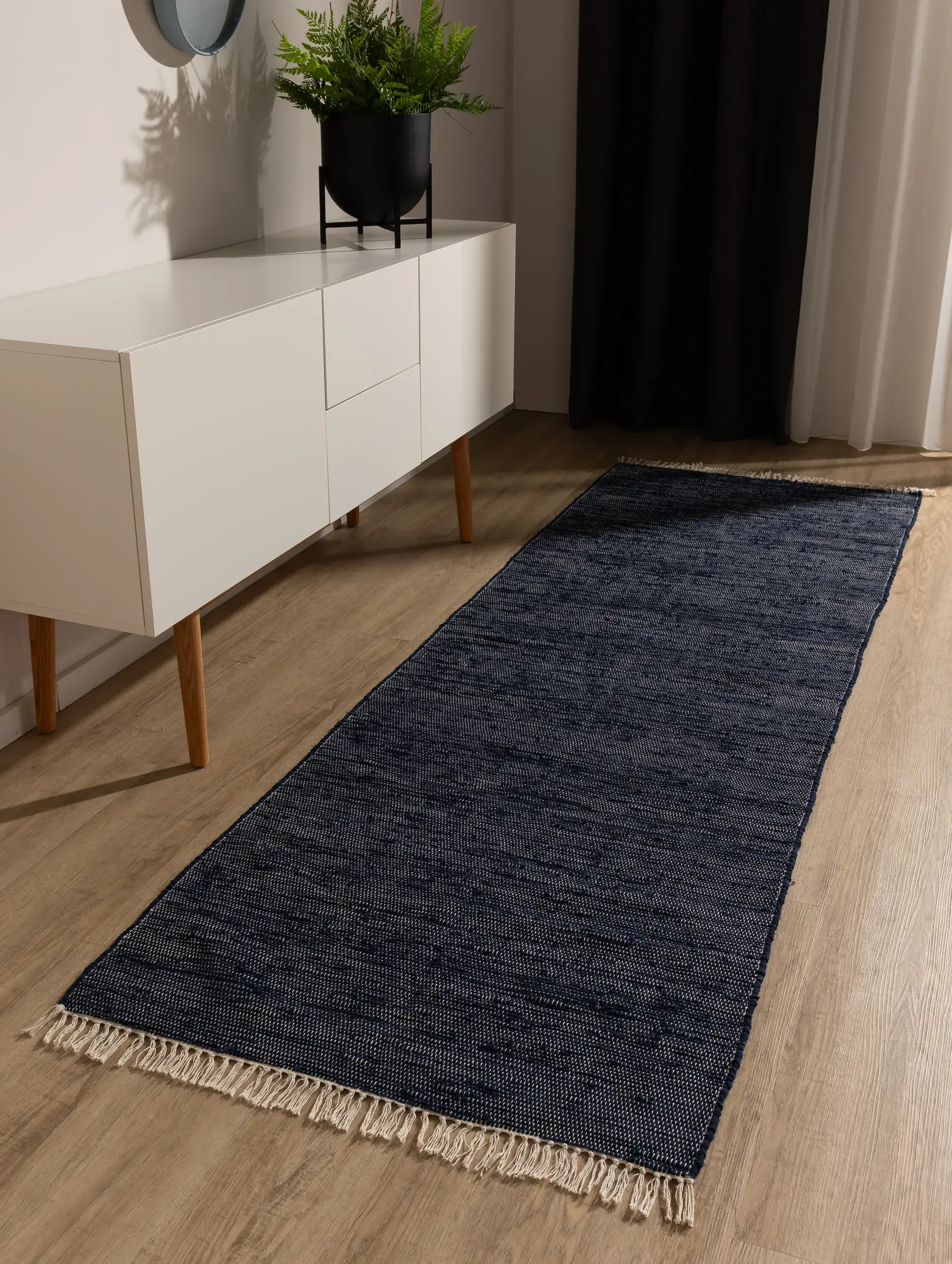 Teppich aus 100% Recycelte Baumwolle in Blau mit 100% Recycelte Baumwolle hohem Flor von benuta Basic