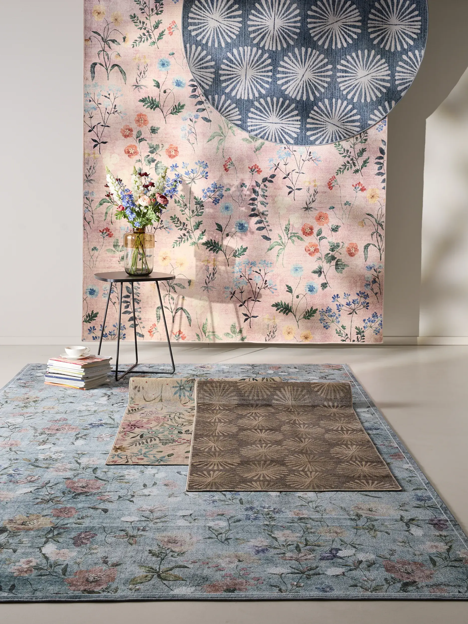 Rug made of 100% Polyester in Multicolor with a 100% Polyester high pile by benuta Nest