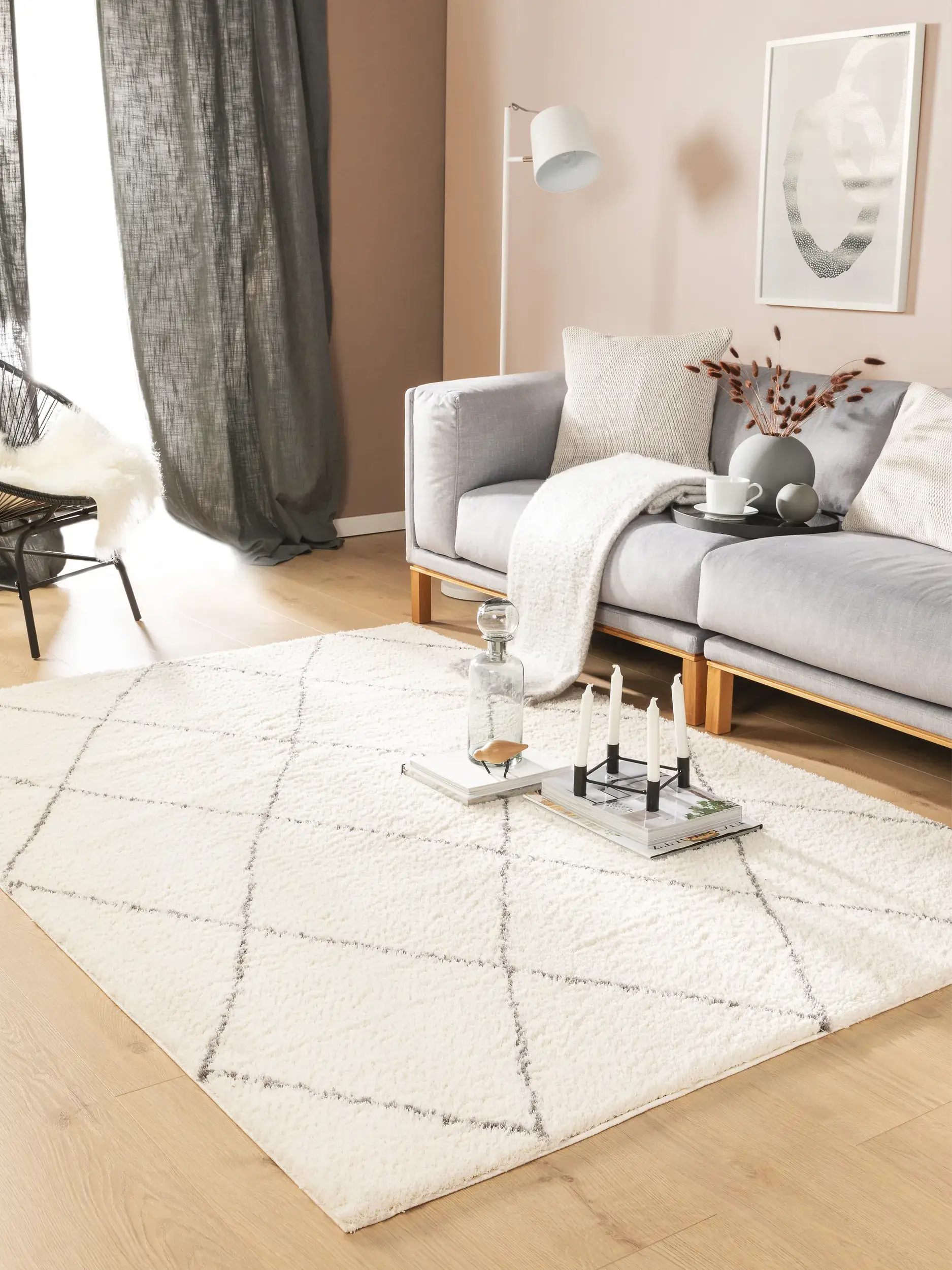 Teppe av 100% Polyester (Microfiber) i Beige med 100% Polyester (Microfiber) høy lugg fra benuta Nest