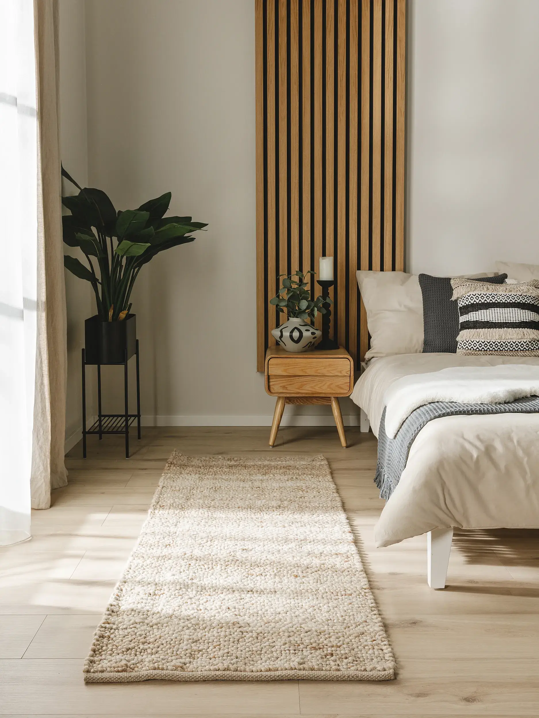Teppich aus 70% Wolle, 30% Jute in Beige mit 70% Wolle, 30% Jute hohem Flor von benuta Pure