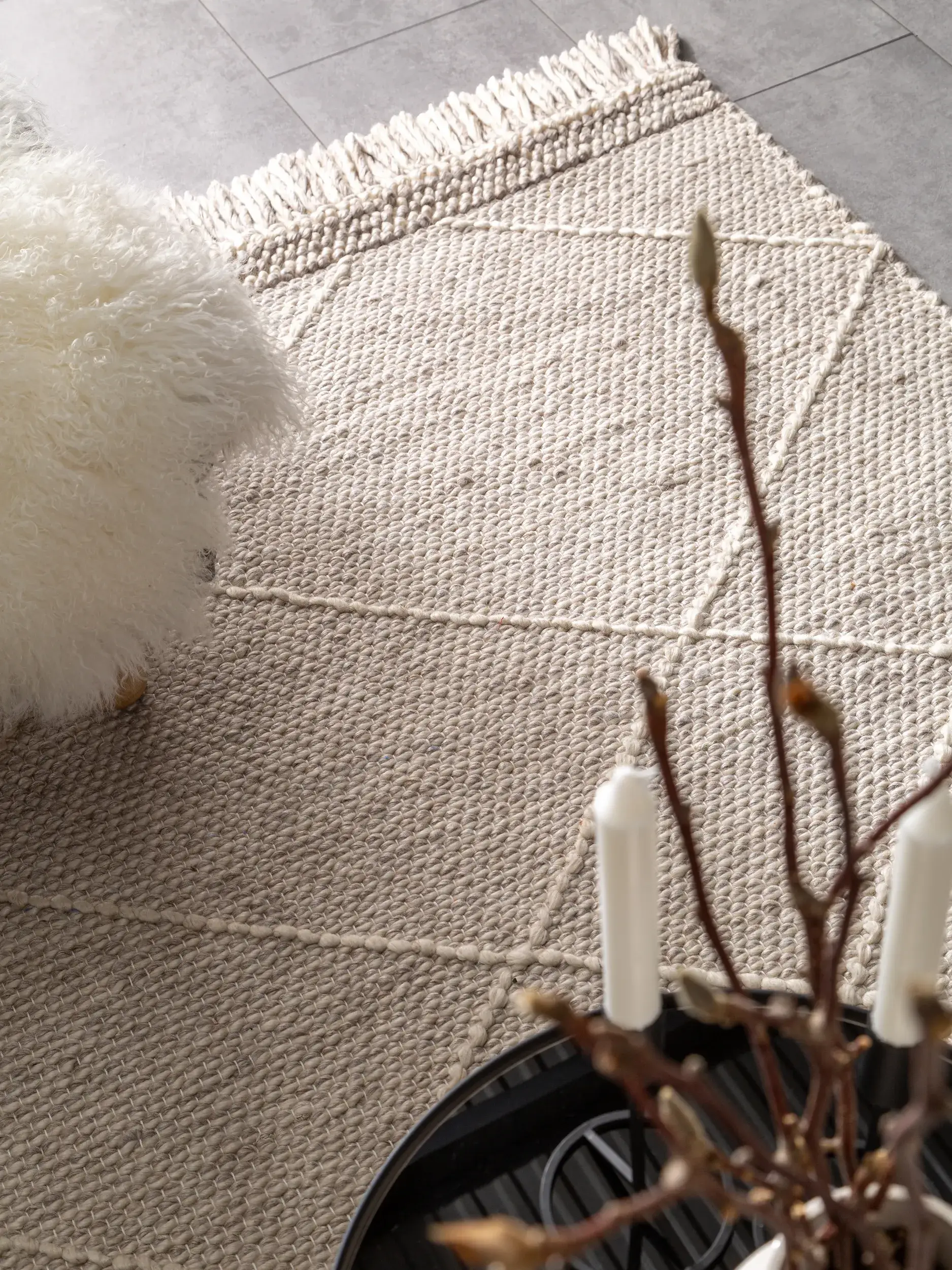Tapis en 60% Laine, 40% Polyester en Beige avec une pile de 60% Laine, 40% Polyester de hauteur de benuta pure