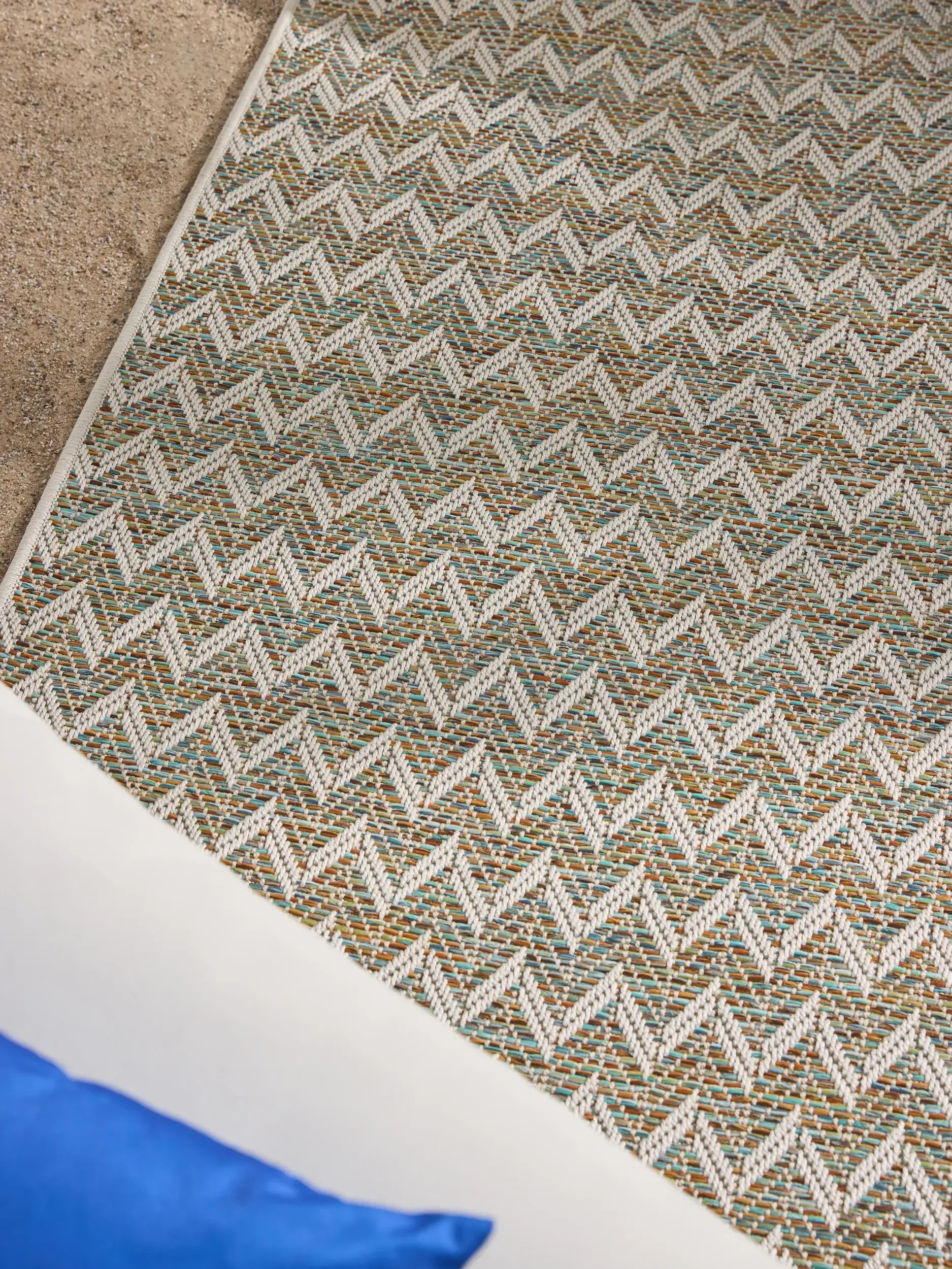 Teppich aus 100% Polypropylen in Blau mit 100% Polypropylen hohem Flor von benuta Nest