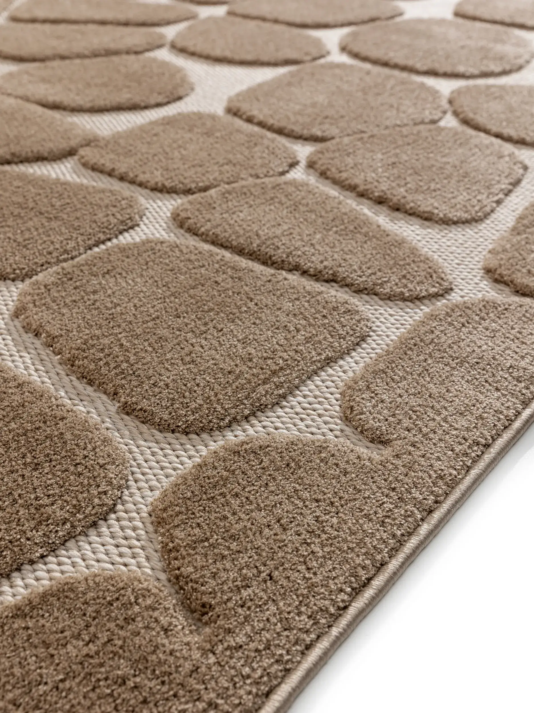 Tapis en 100% Polyester (Microfibre) en Taupe avec une pile de 100% Polyester (Microfibre) de hauteur de benuta POP