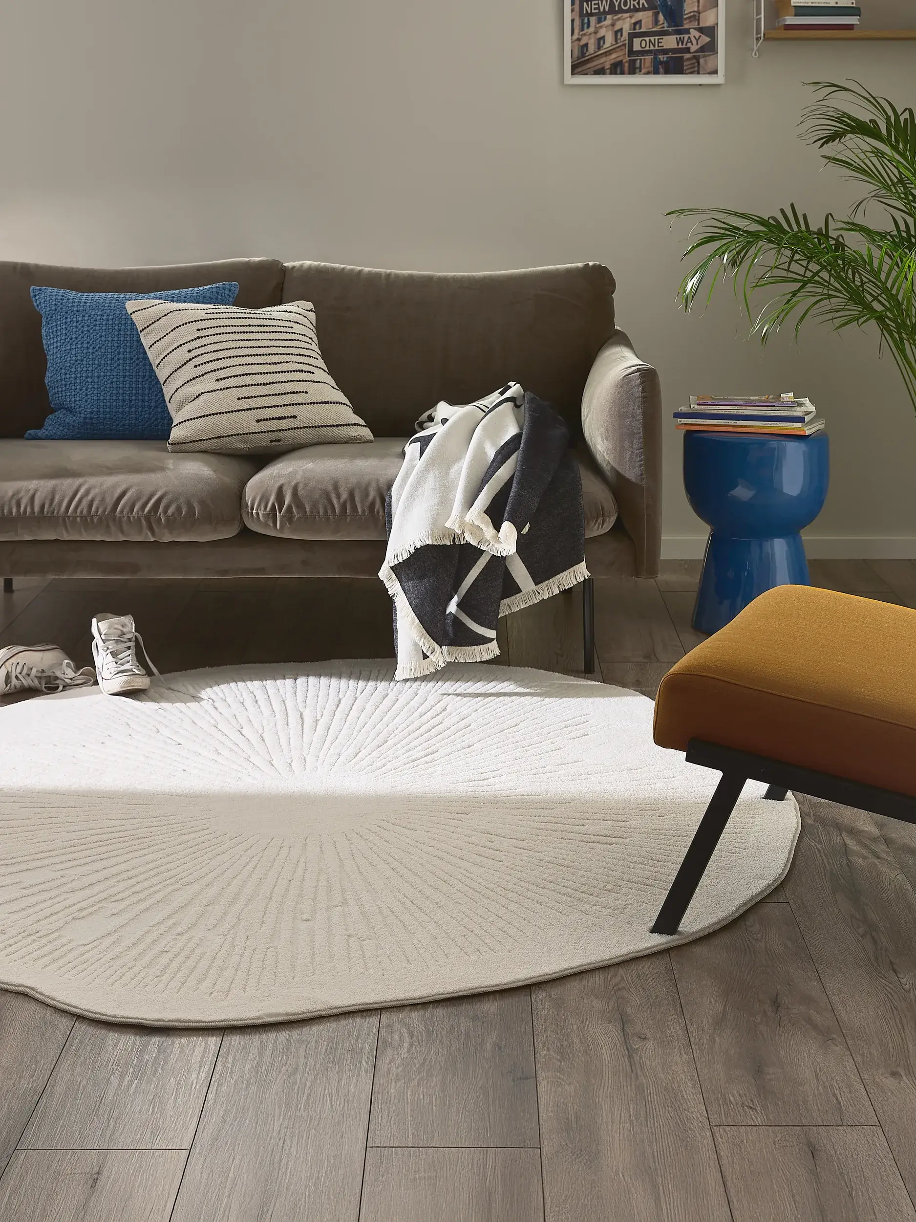 Tappeto di 100% Poliestere in Beige con pelo alto 100% Poliestere da benuta POP